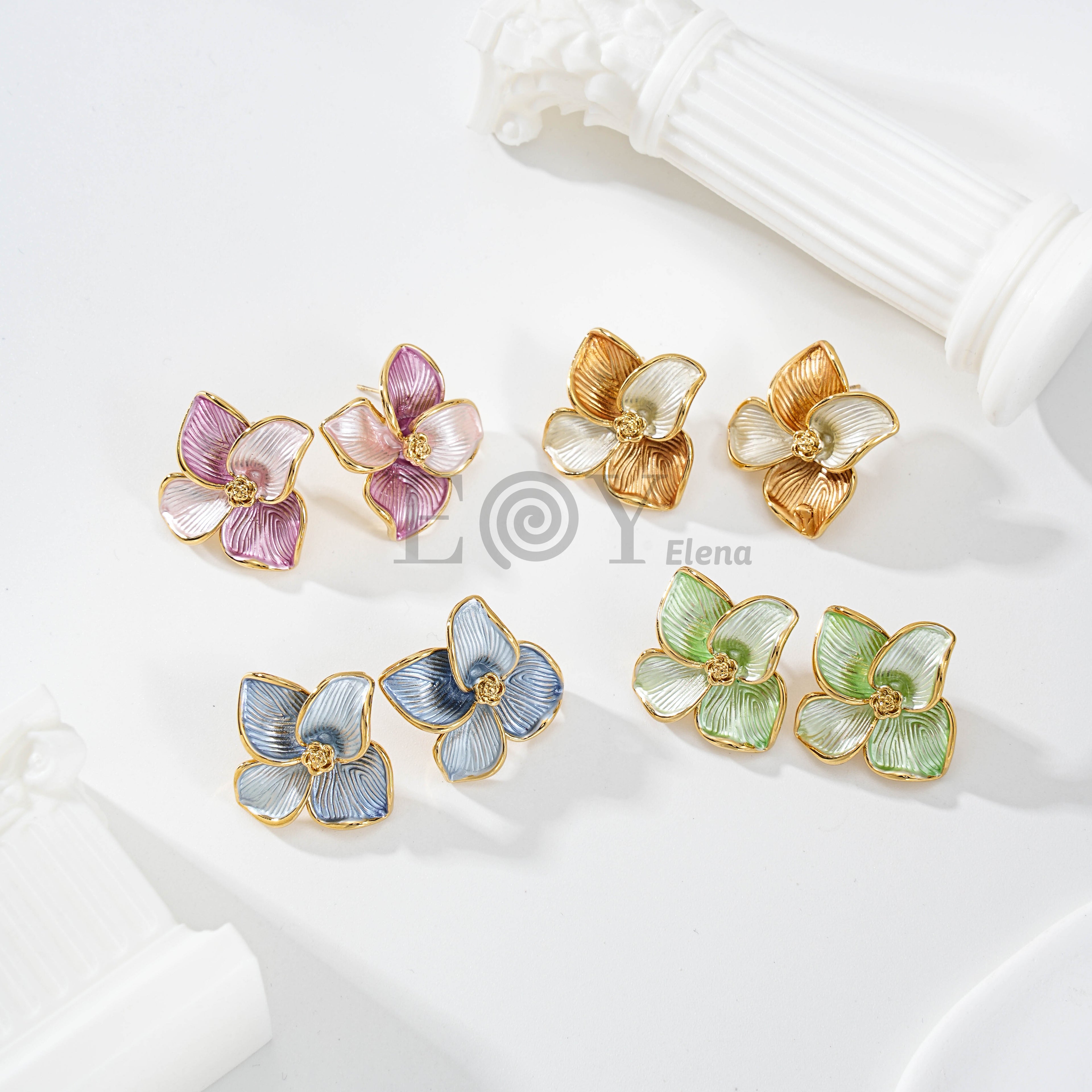 Pendientes Flor Esmaltada Vintage