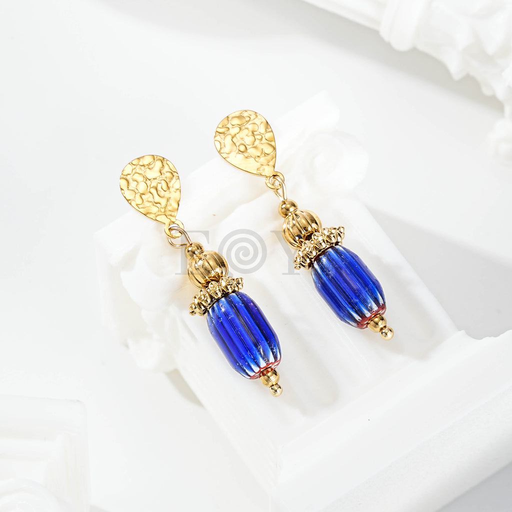Pendientes chapa texturizada con piedras color