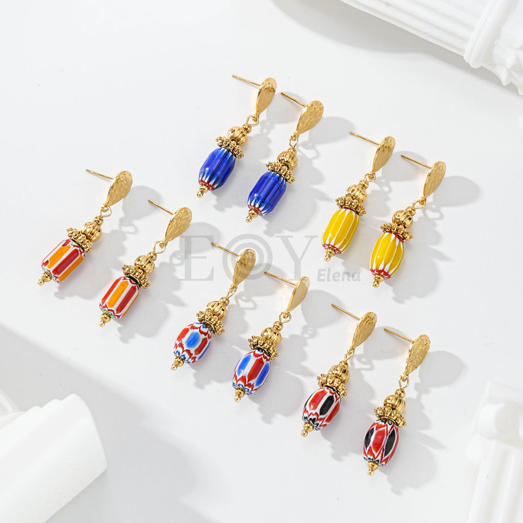 Pendientes chapa texturizada con piedras color
