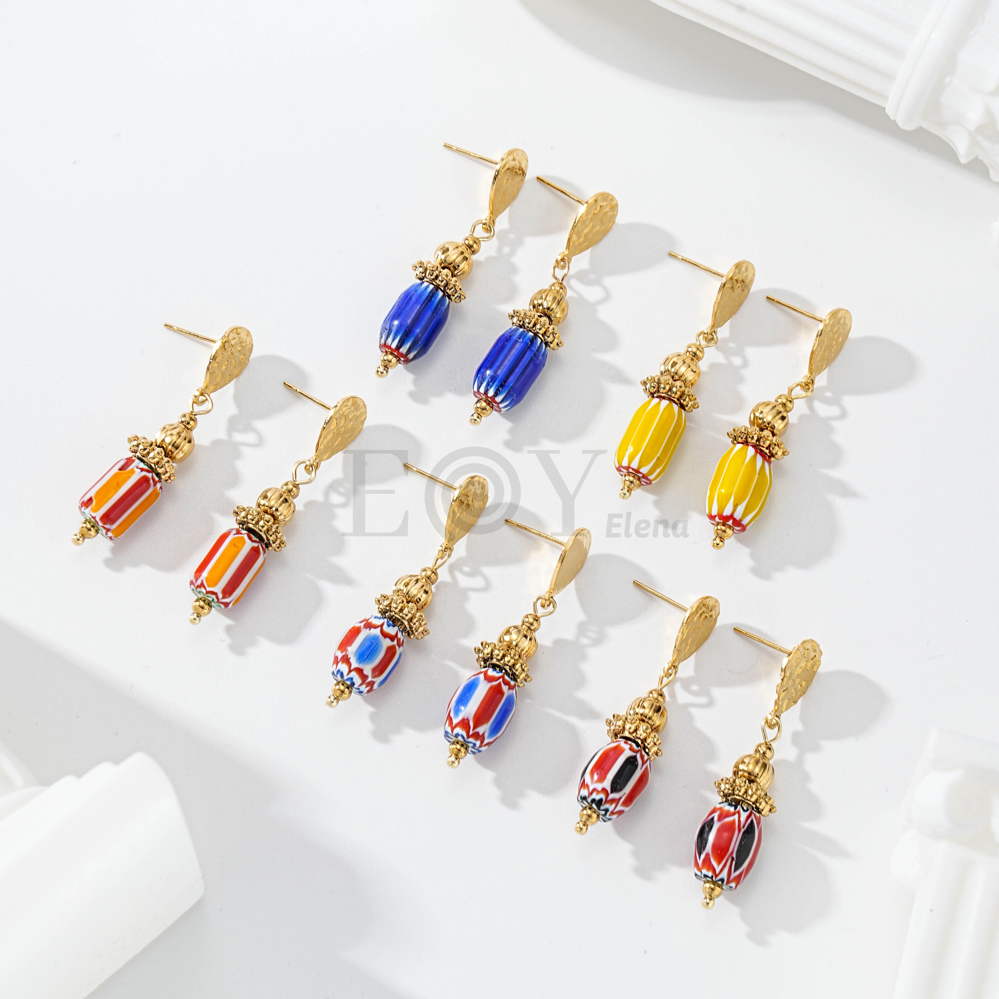 Pendientes chapa texturizada con piedras color