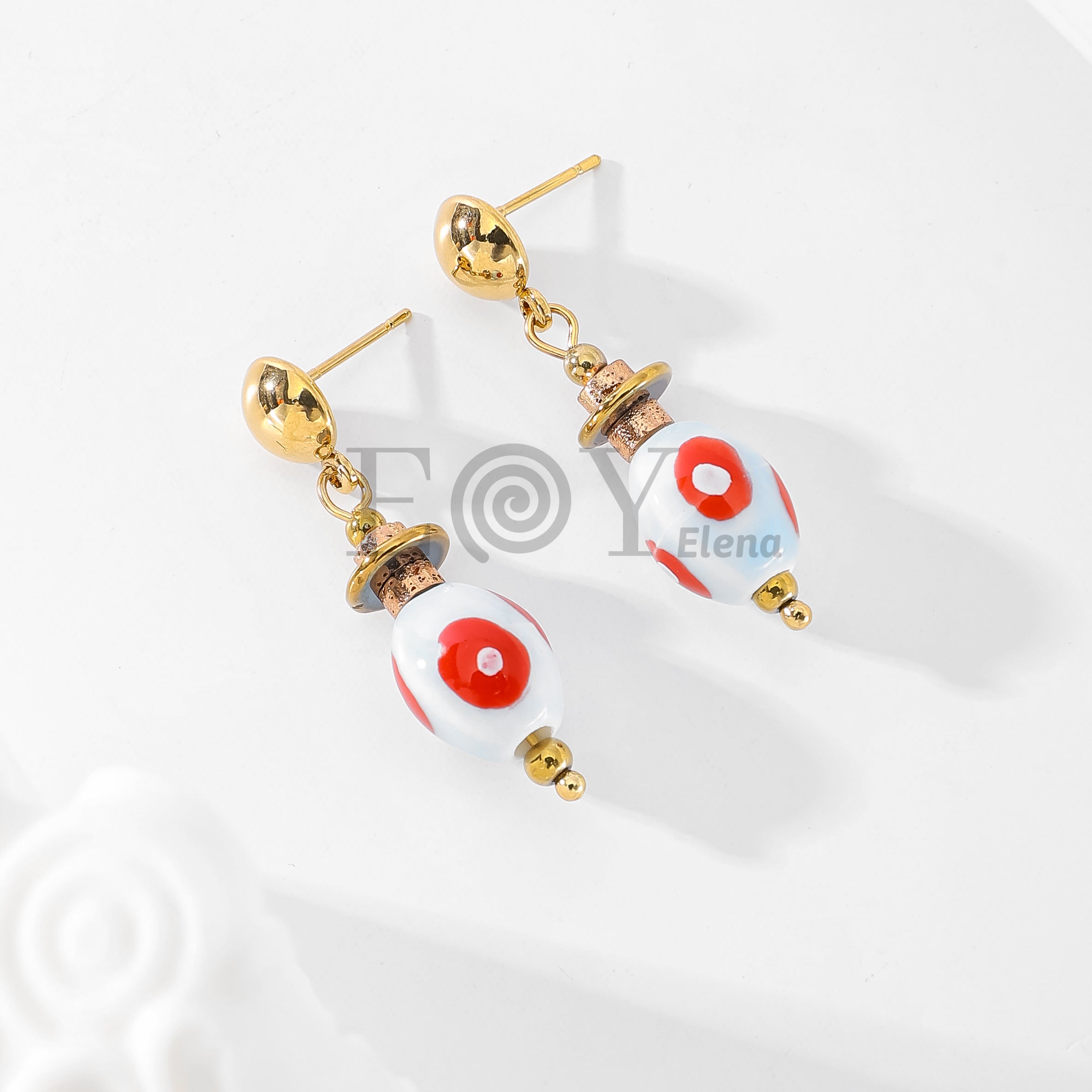 Pendientes con bola y flor
