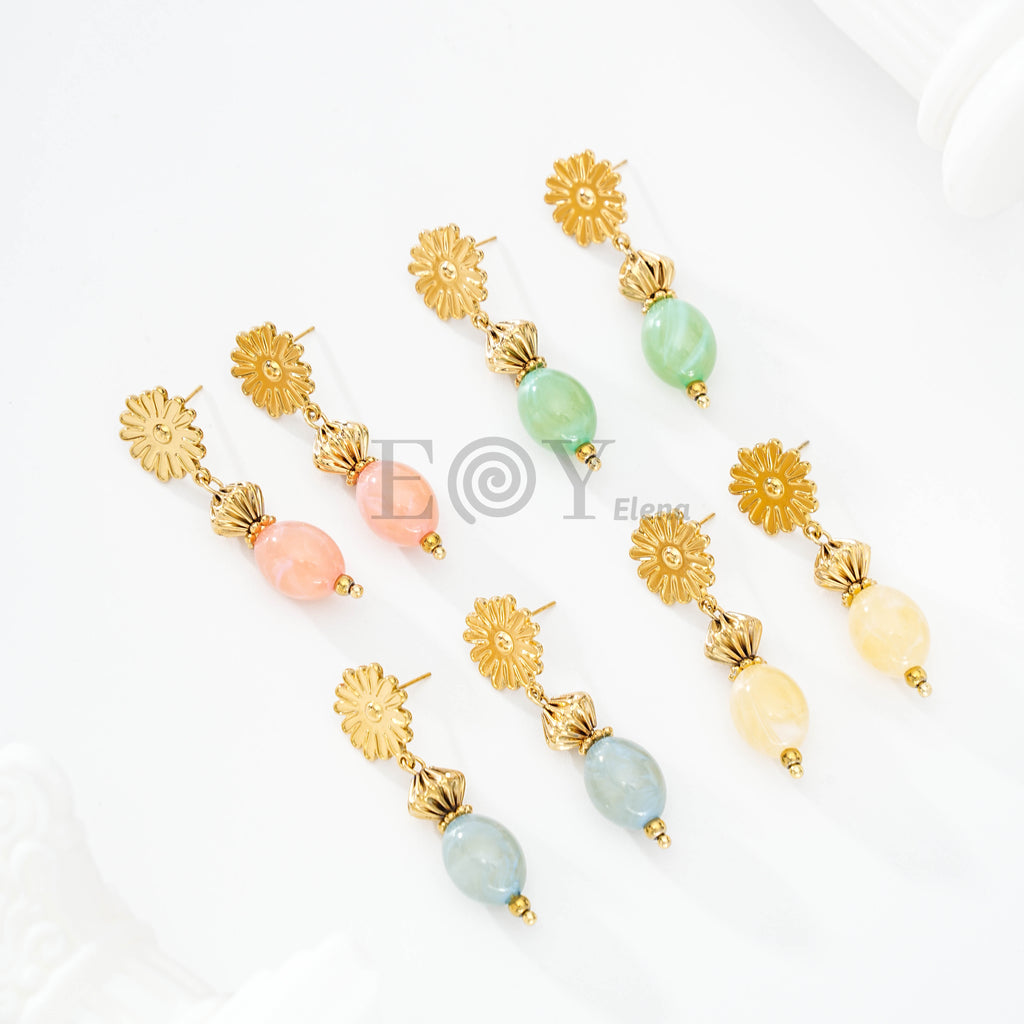 Pendientes Margarita con Cuenta Pastel
