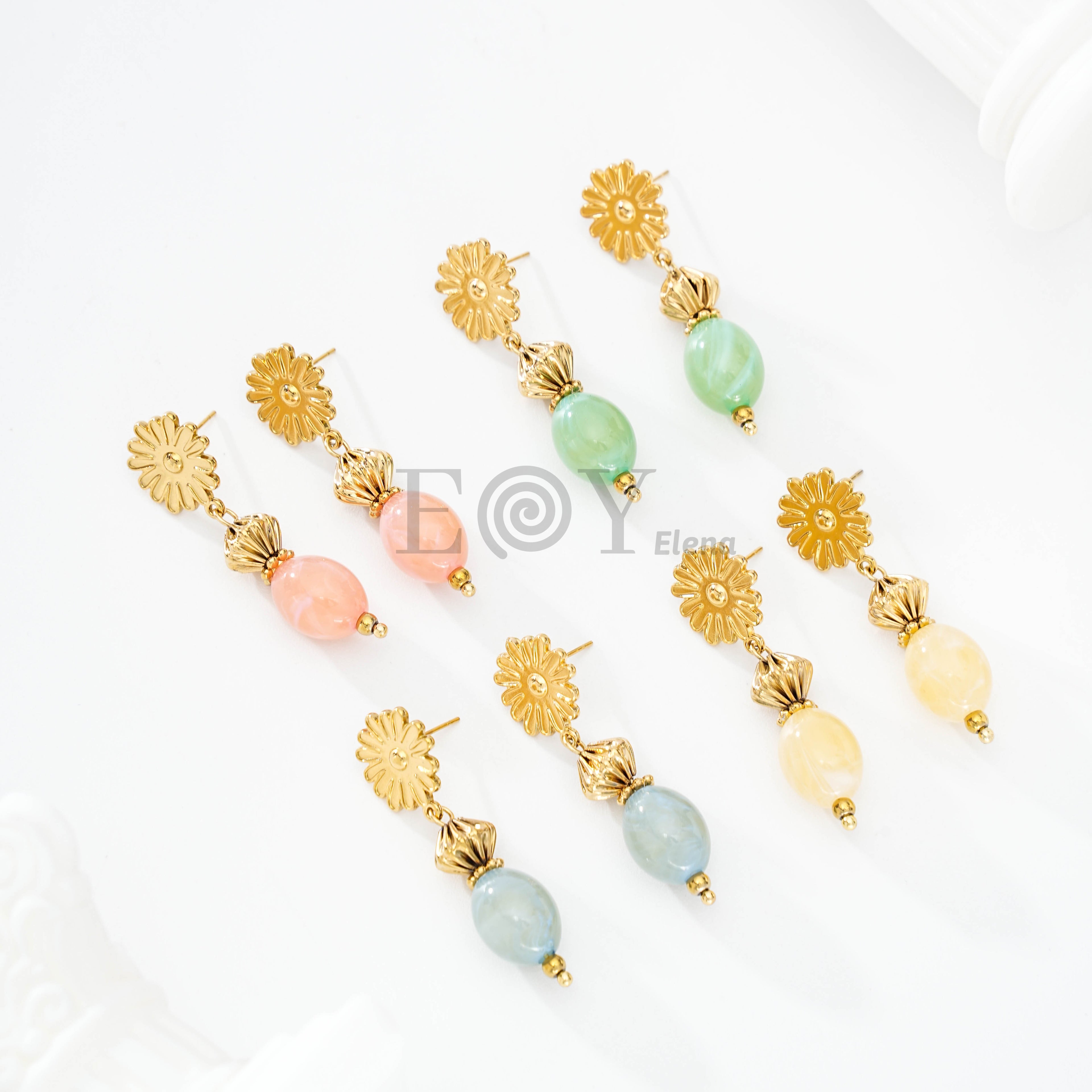 Pendientes Margarita con Cuenta Pastel
