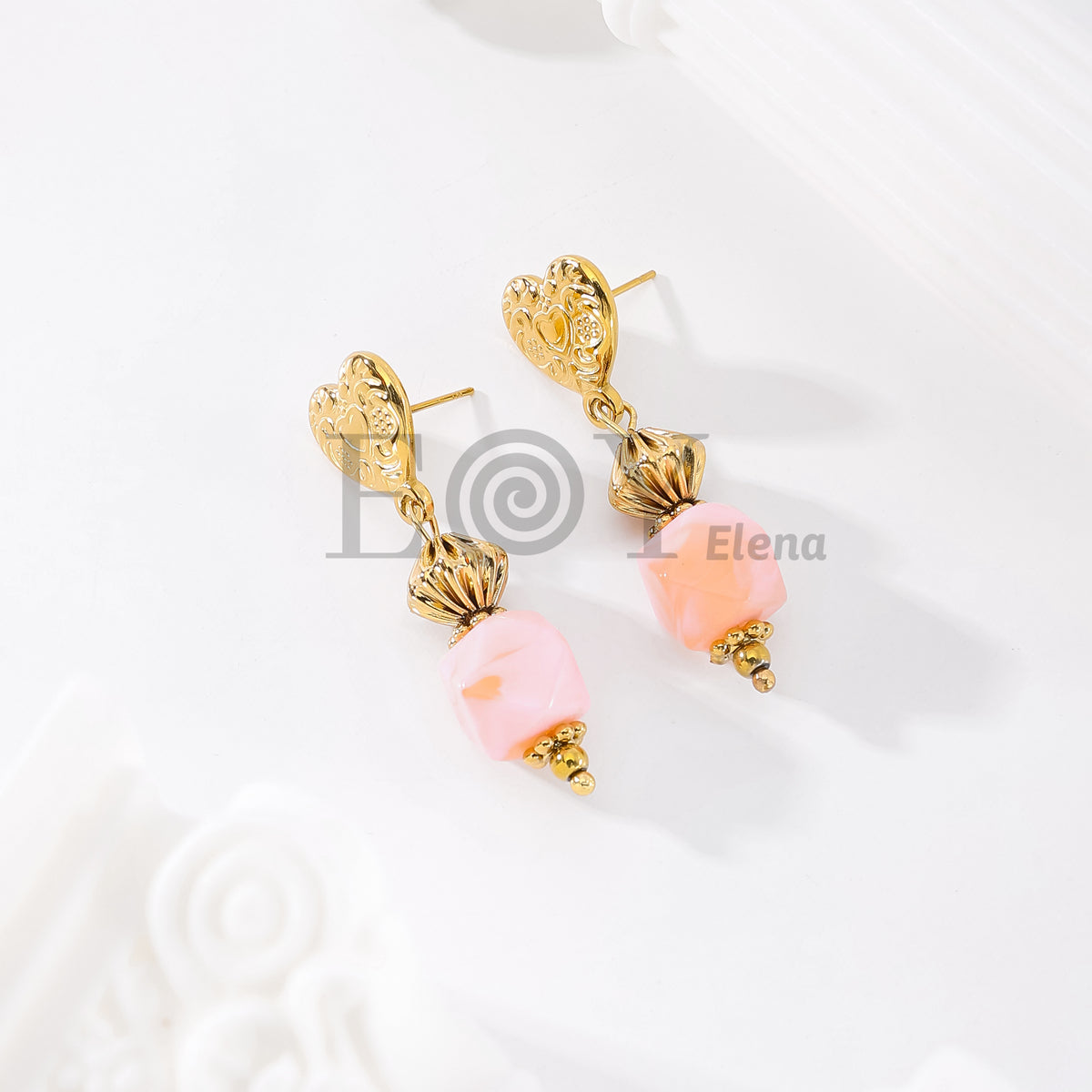 Pendientes chapa corazón con piedra color
