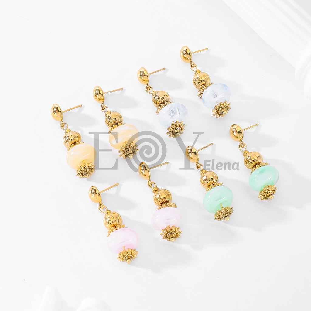 Pendientes chapa y piedra colores