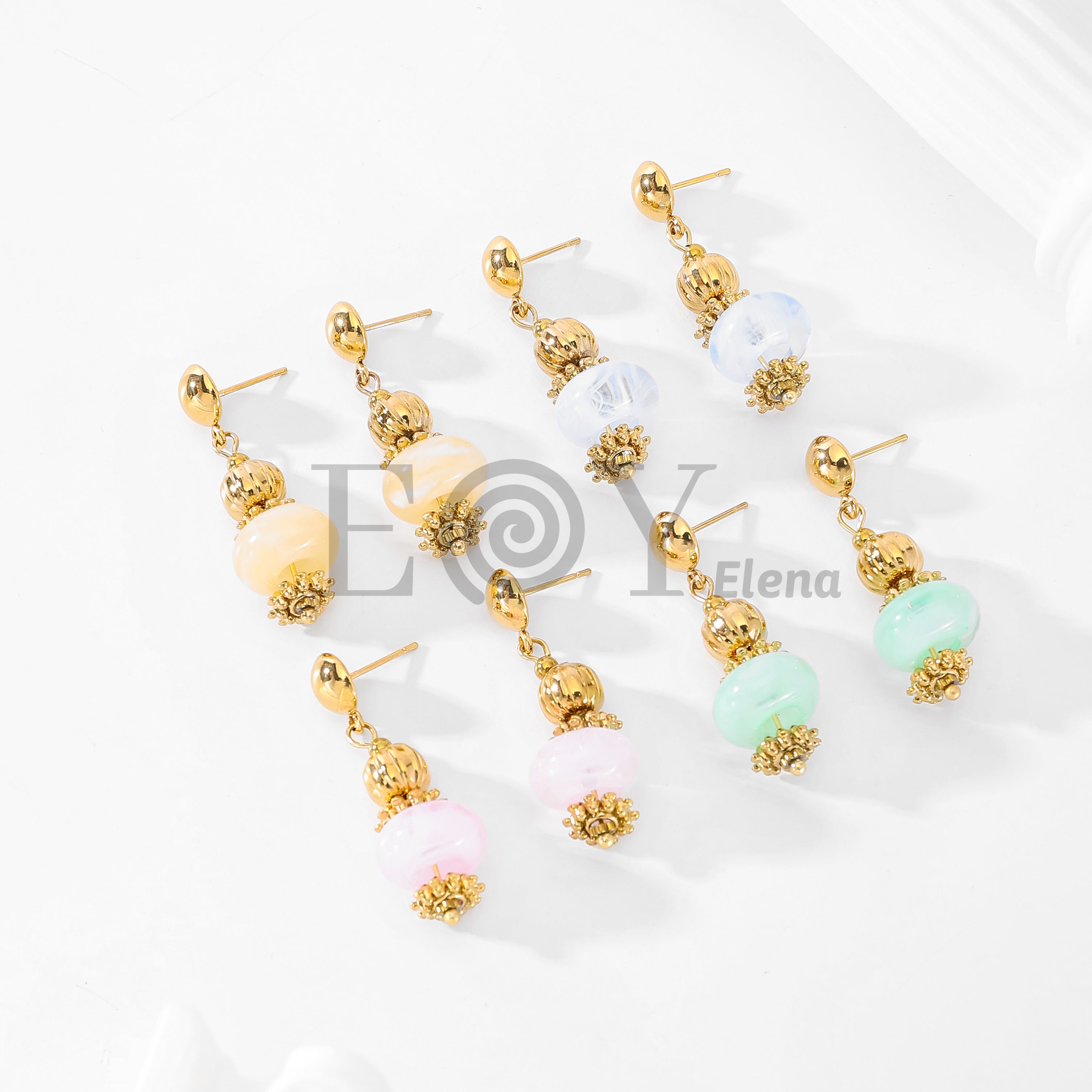 Pendientes chapa y piedra colores