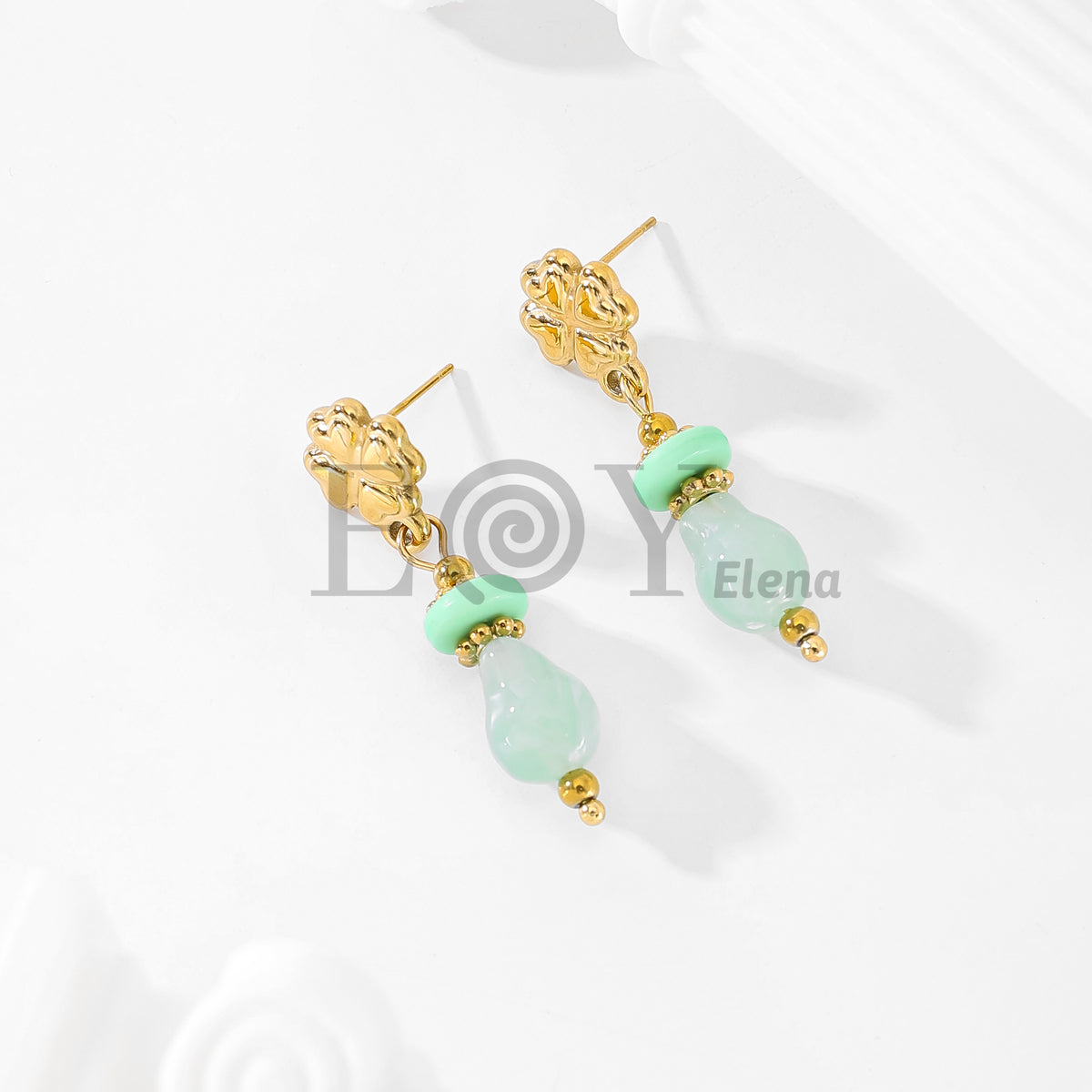 Pendientes chapa trébol y piedras