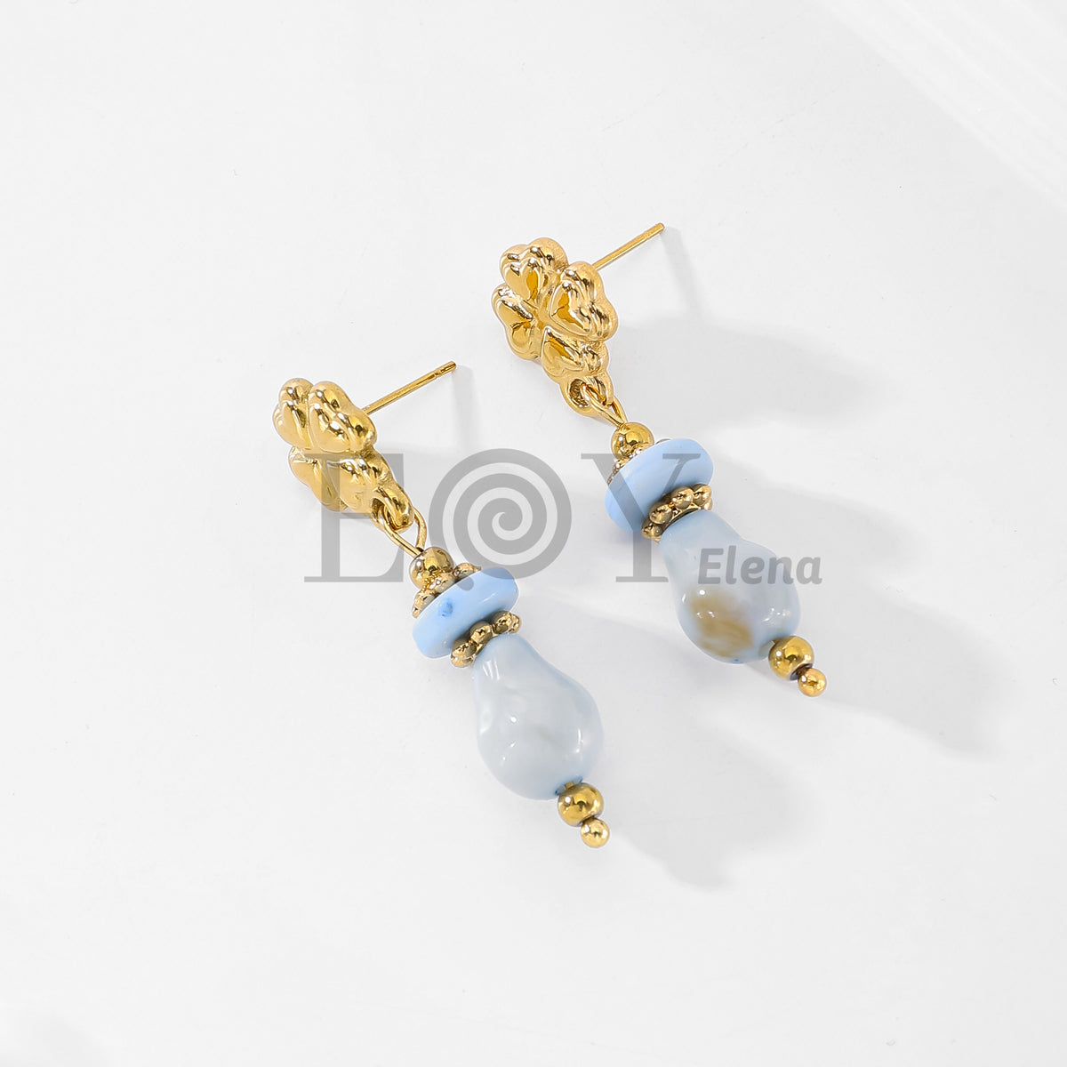 Pendientes chapa trébol y piedras