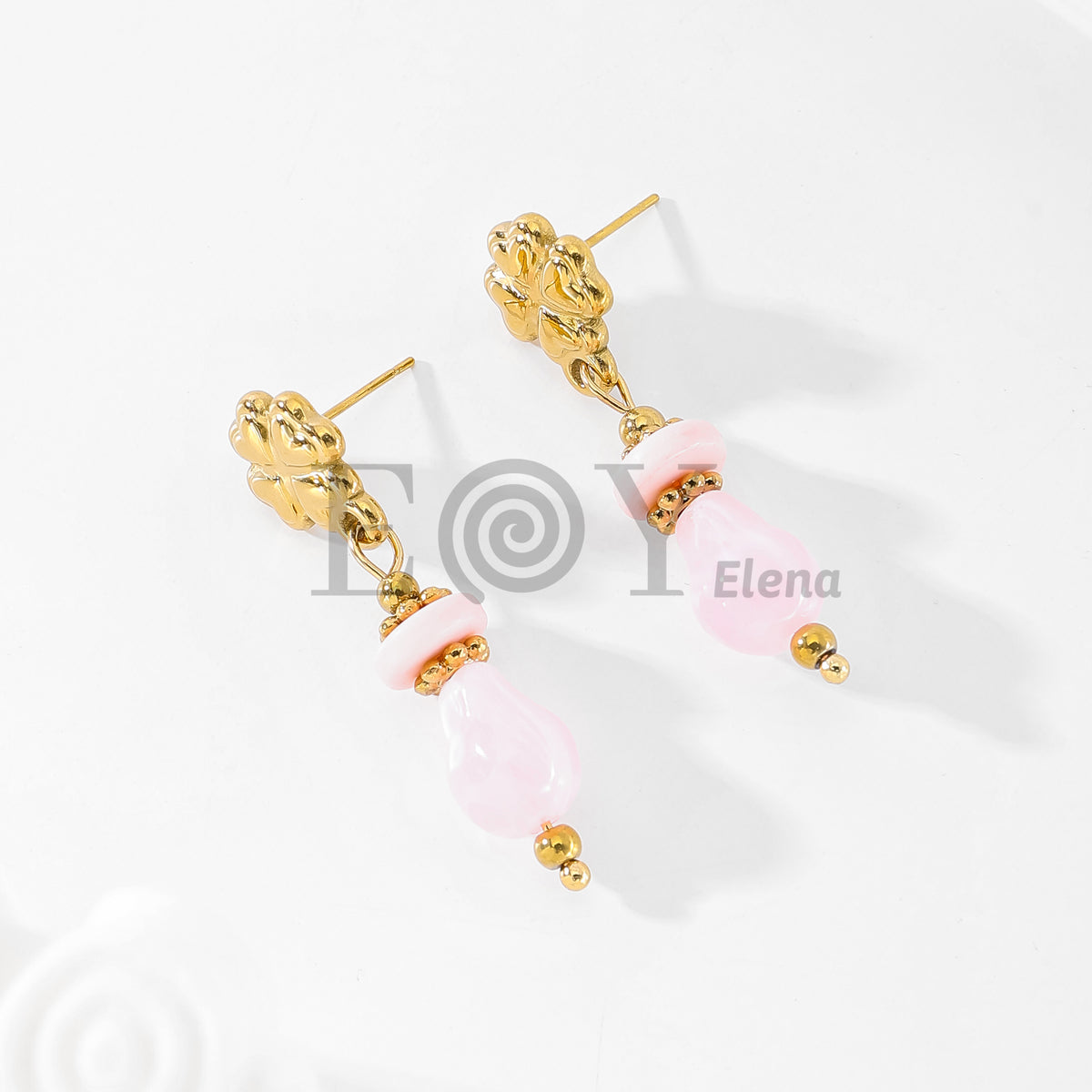 Pendientes chapa trébol y piedras