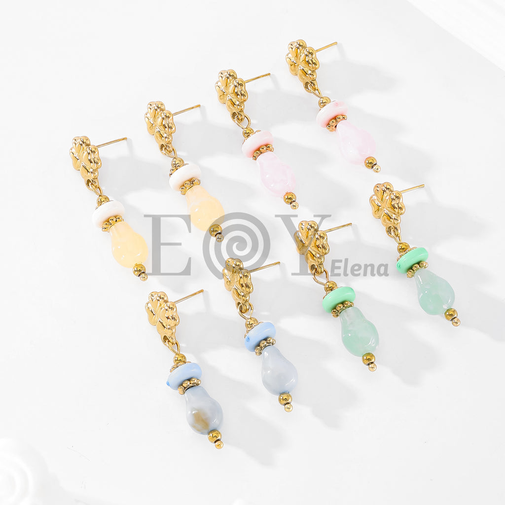 Pendientes chapa trébol y piedras