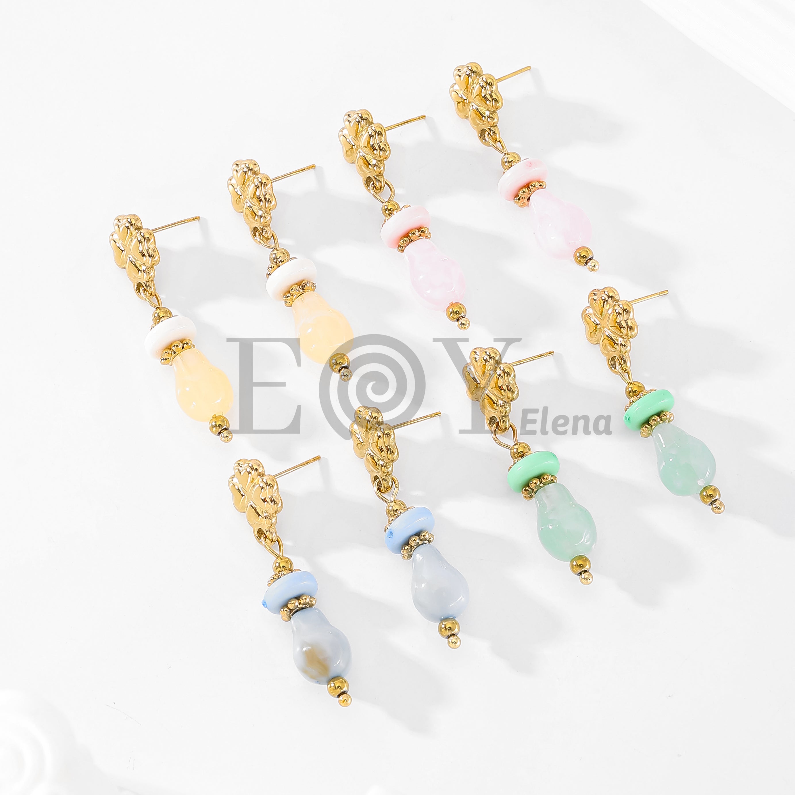 Pendientes chapa trébol y piedras