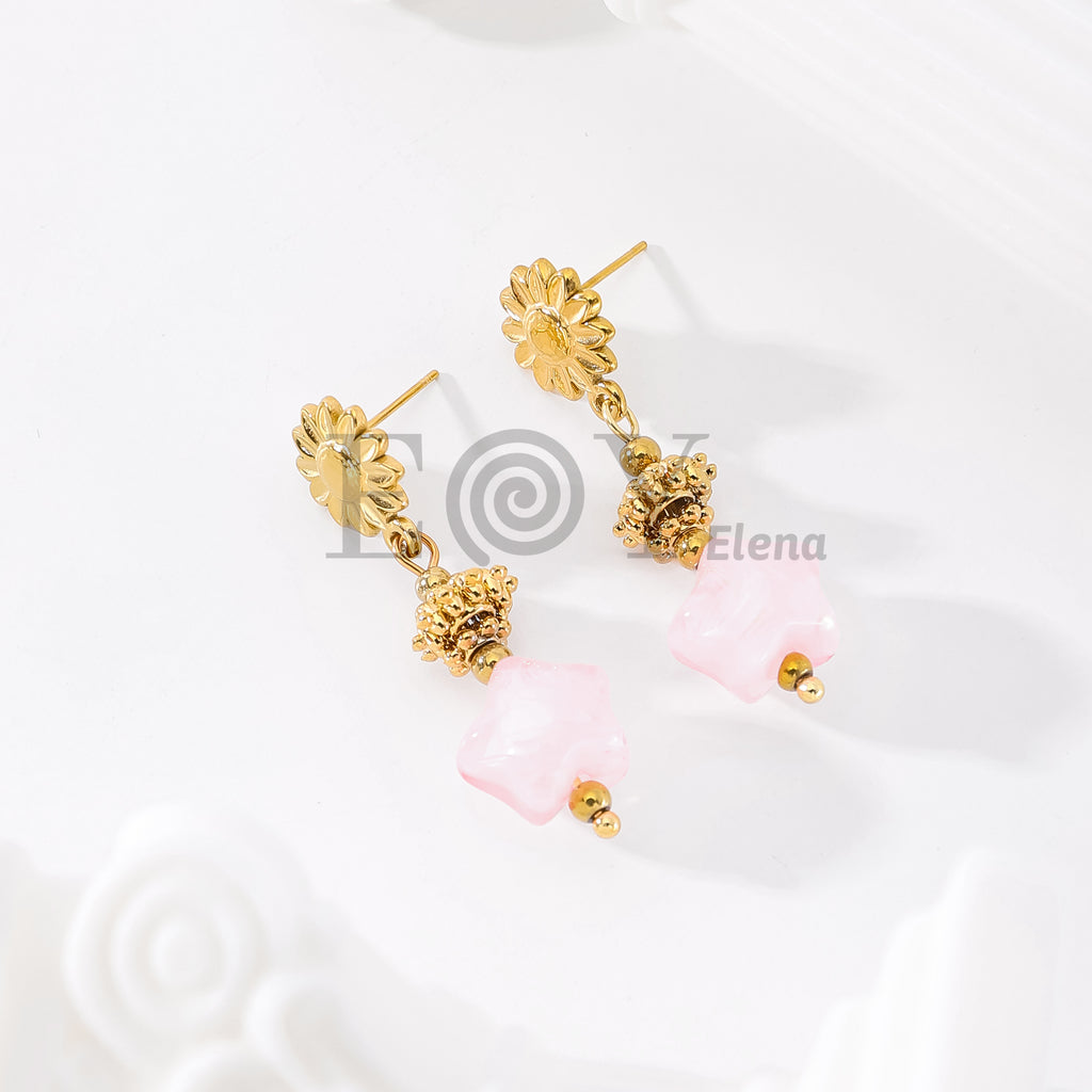Pendientes chapa flor con piedra