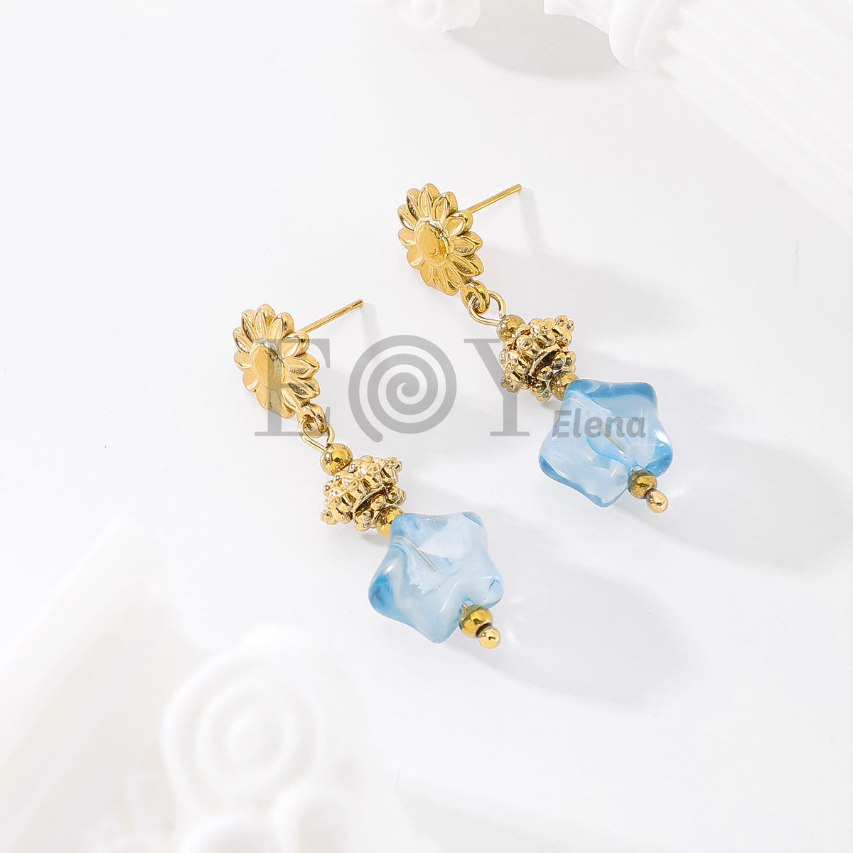 Pendientes chapa flor con piedra
