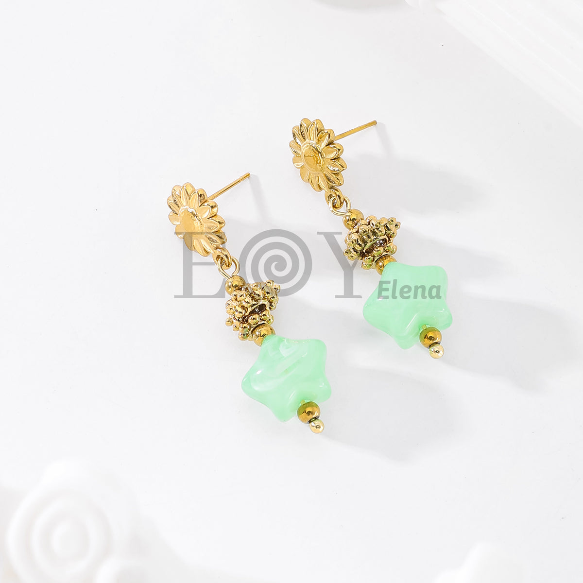 Pendientes chapa flor con piedra