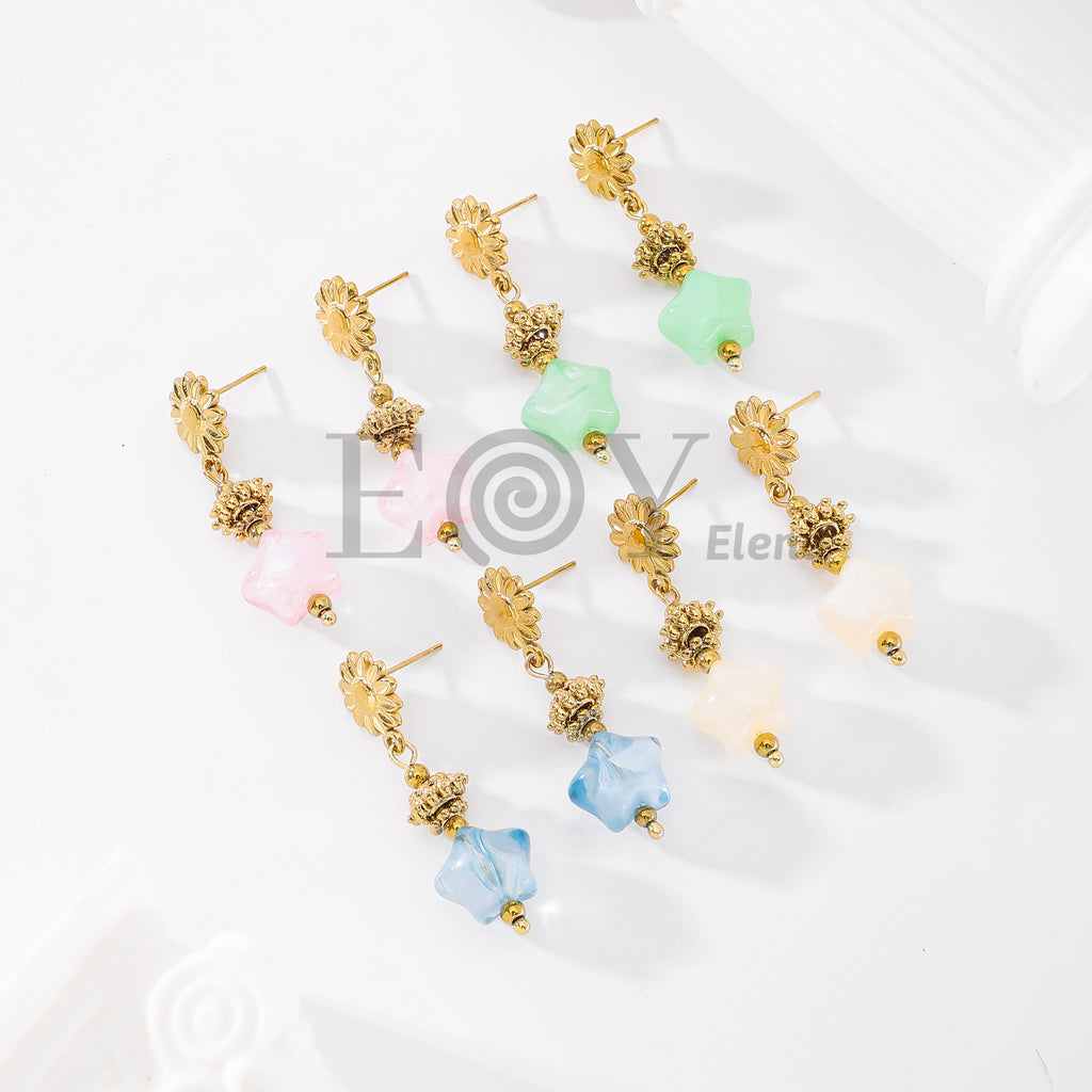 Pendientes chapa flor con piedra