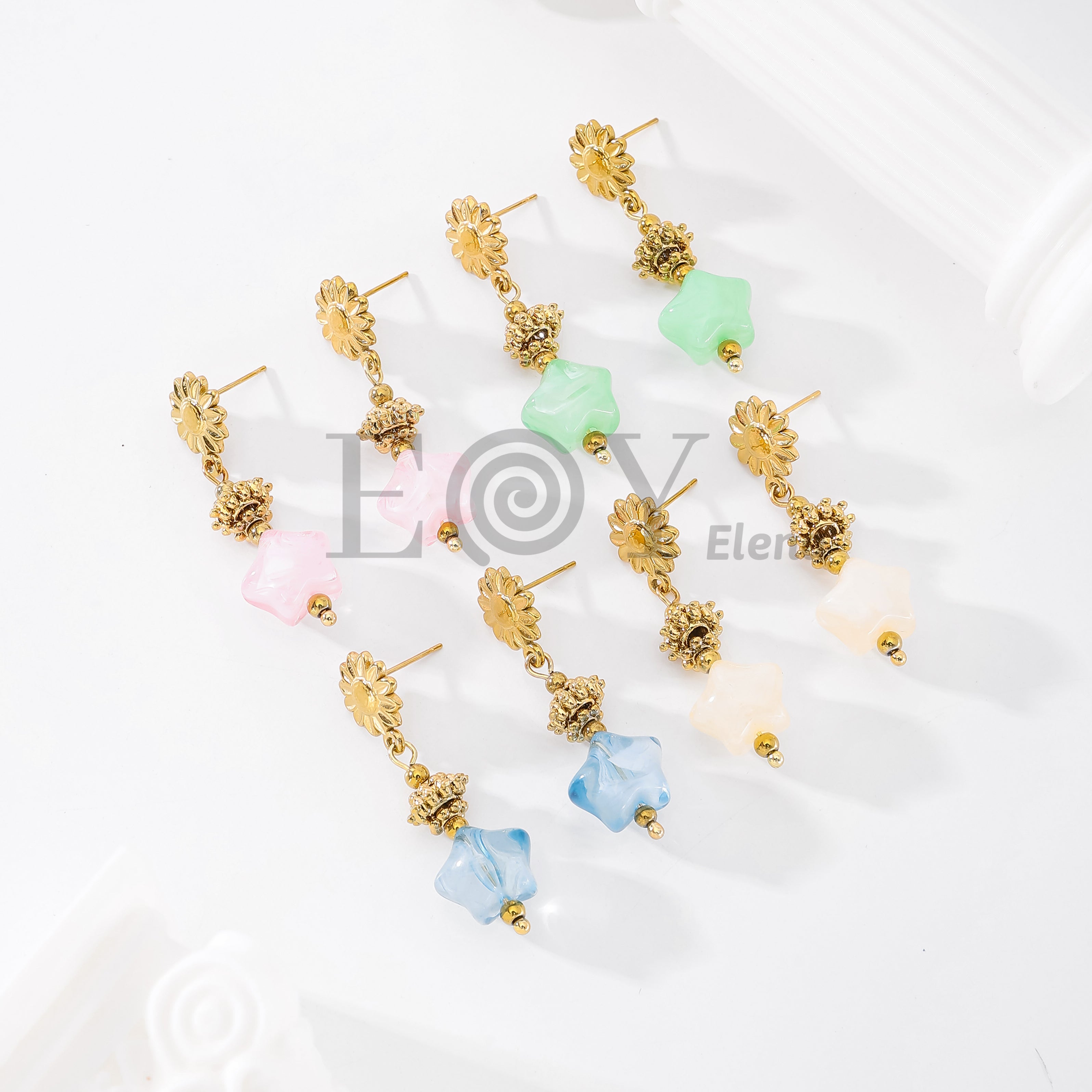 Pendientes chapa flor con piedra