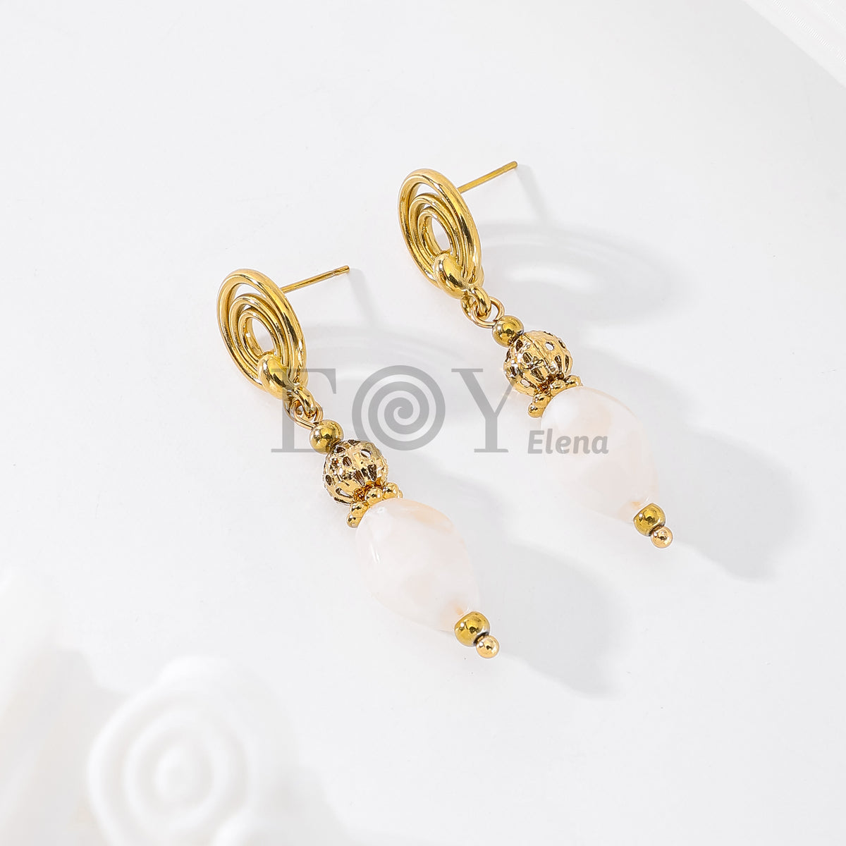 Pendientes triple aro chapa y piedra