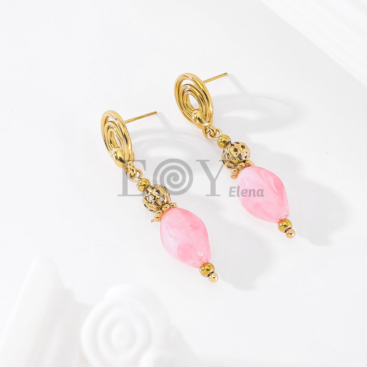 Pendientes triple aro chapa y piedra