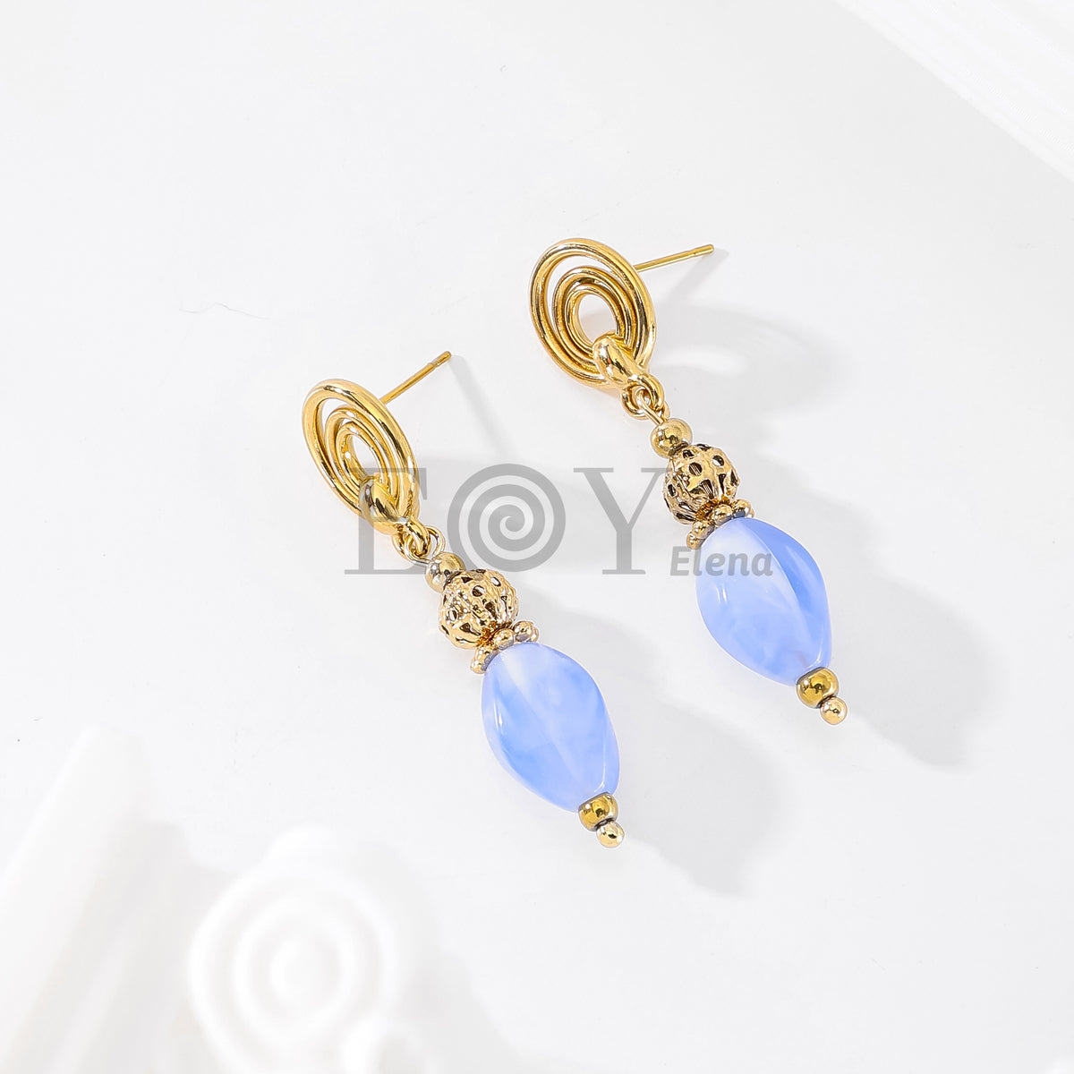 Pendientes triple aro chapa y piedra