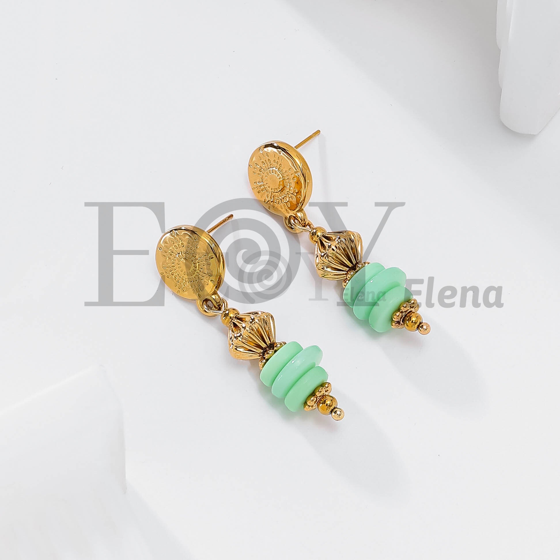 Pendientes chapa sol con piedras