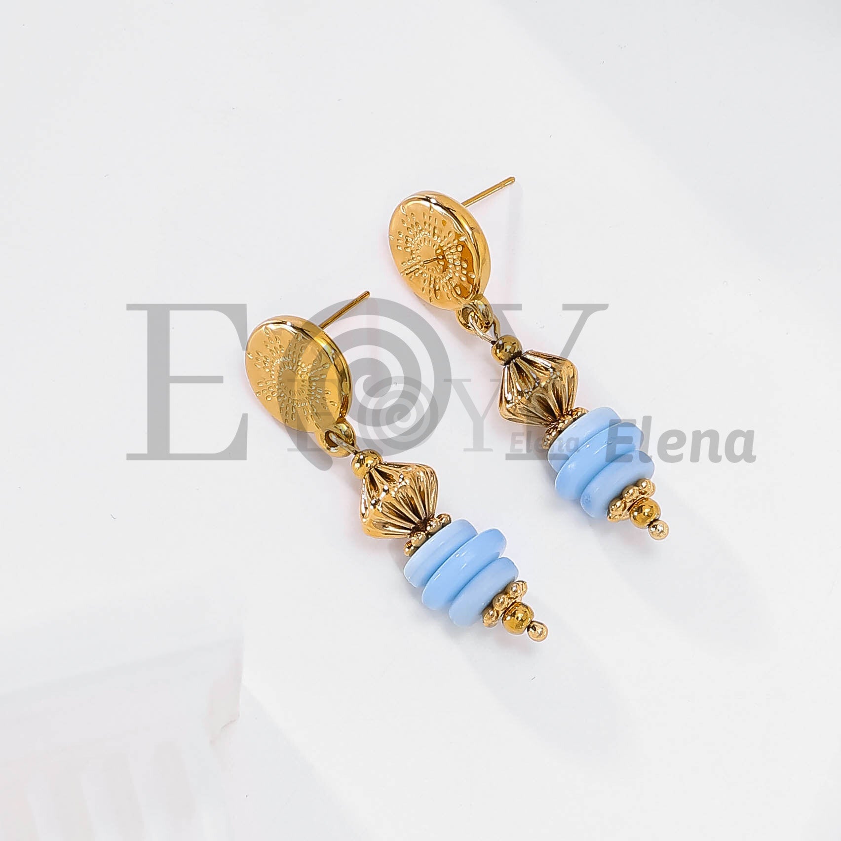 Pendientes chapa sol con piedras