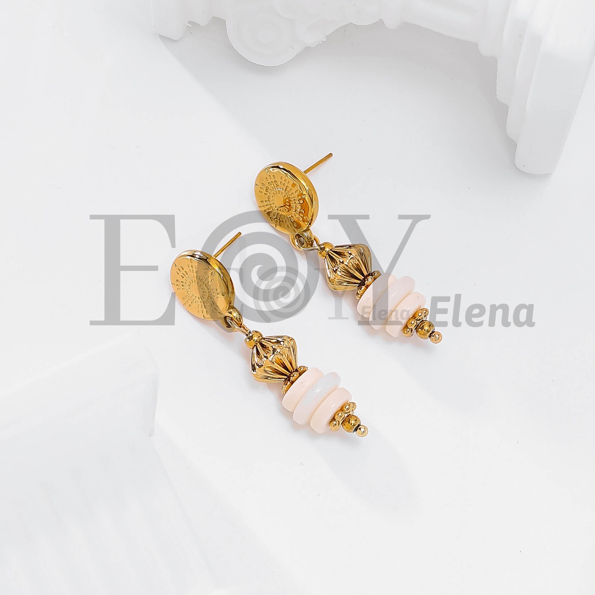 Pendientes chapa sol con piedras