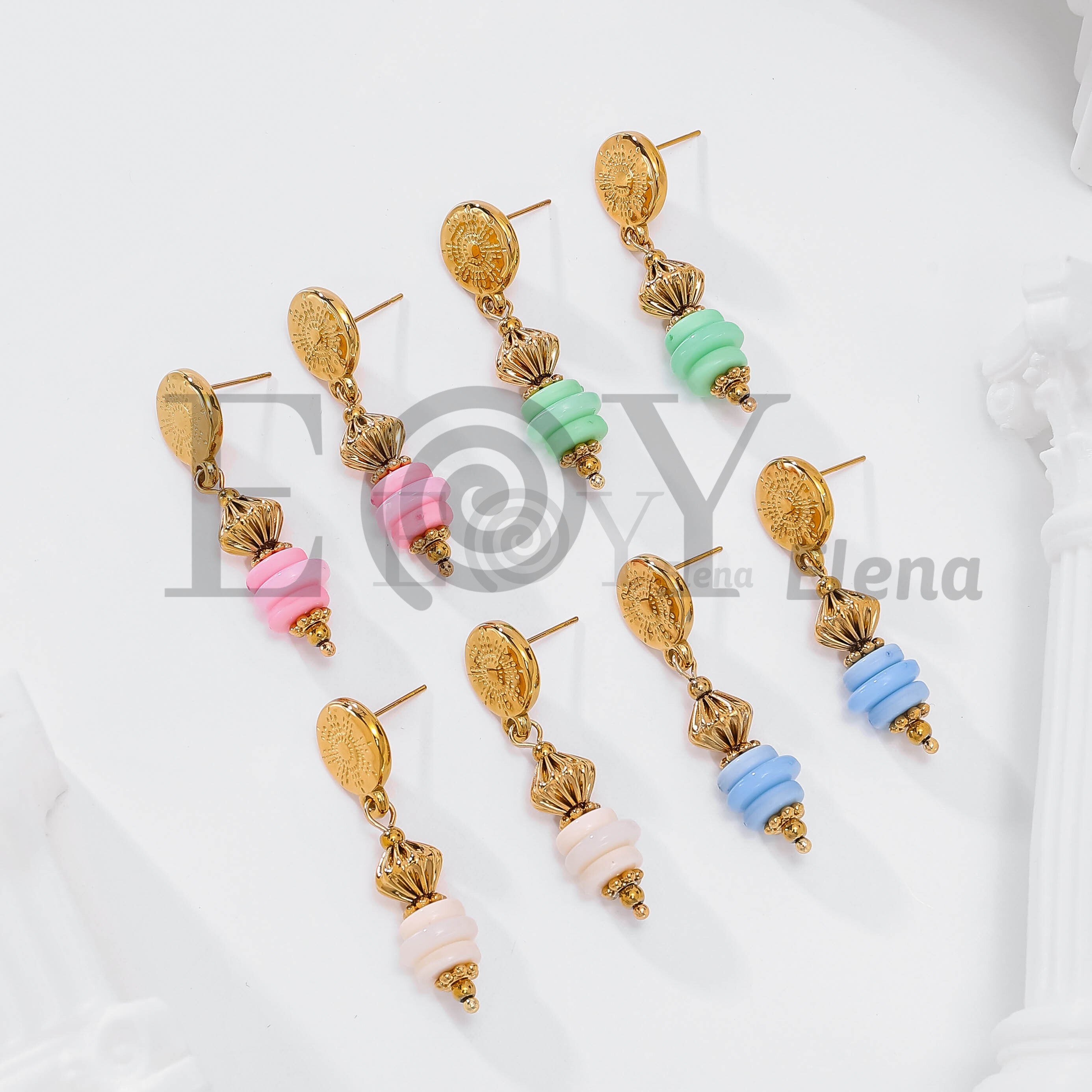 Pendientes chapa sol con piedras