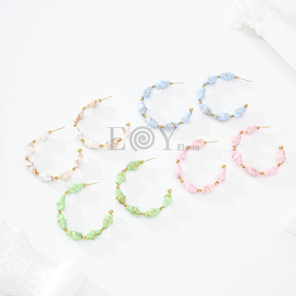 Pendientes Aro con Cuentas Pastel
