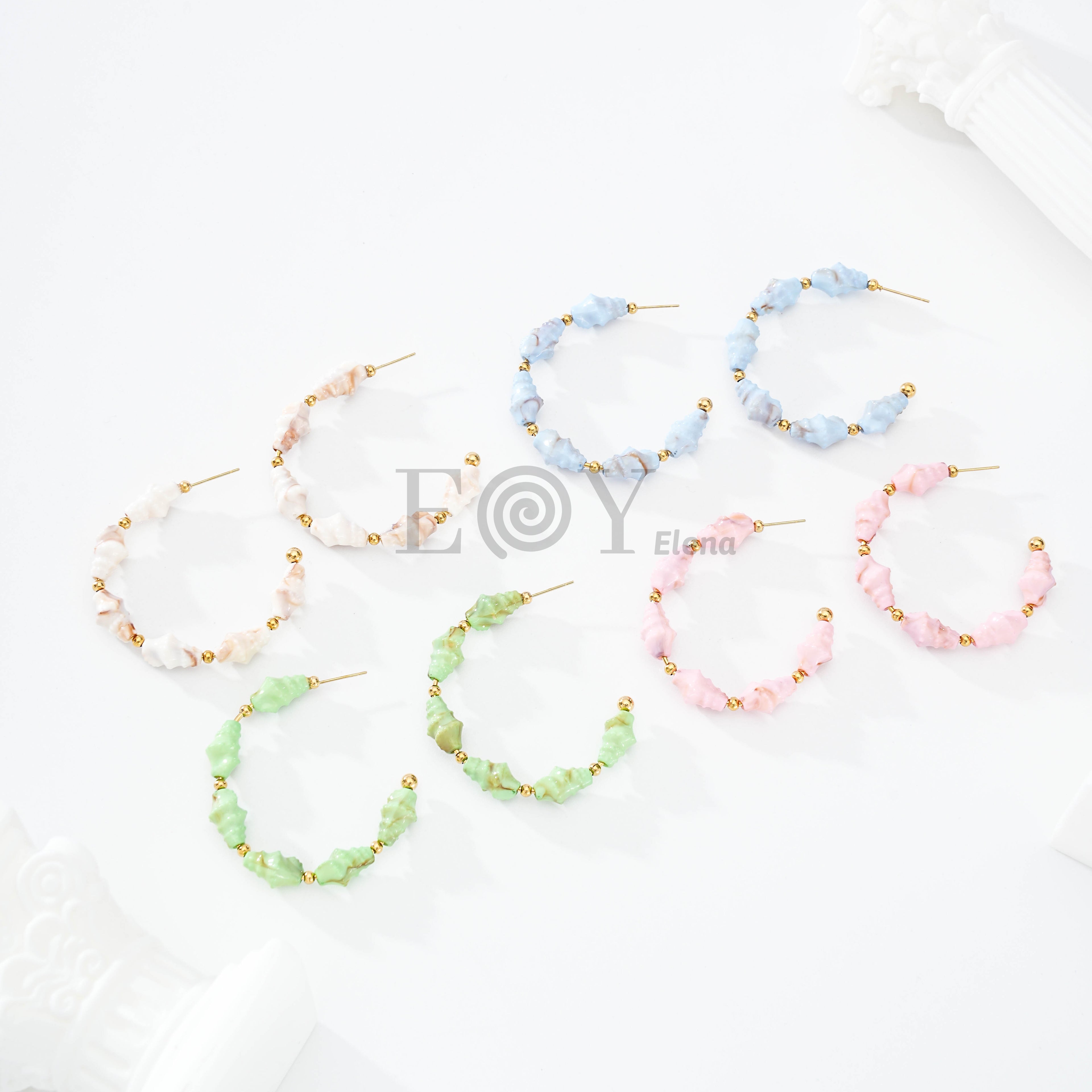 Pendientes Aro con Cuentas Pastel