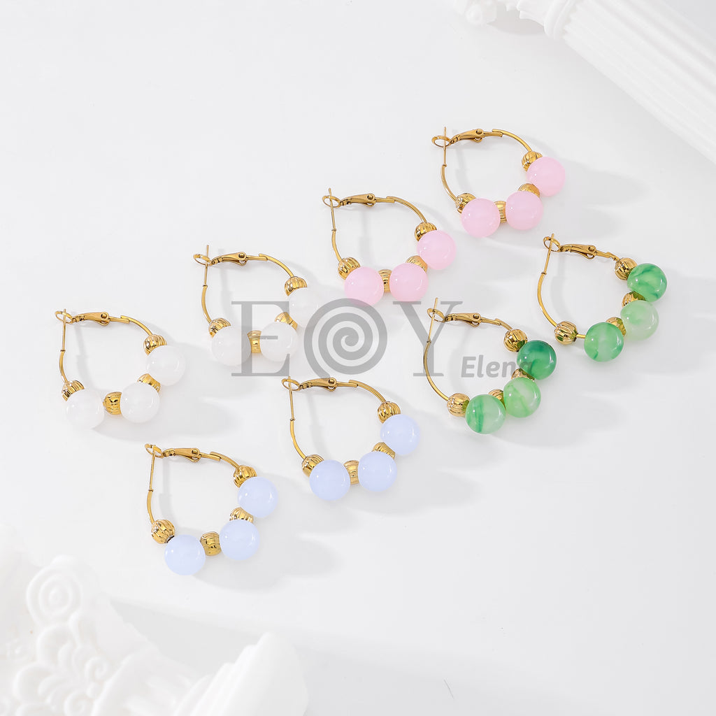 Pendientes de aro con piedras redondas