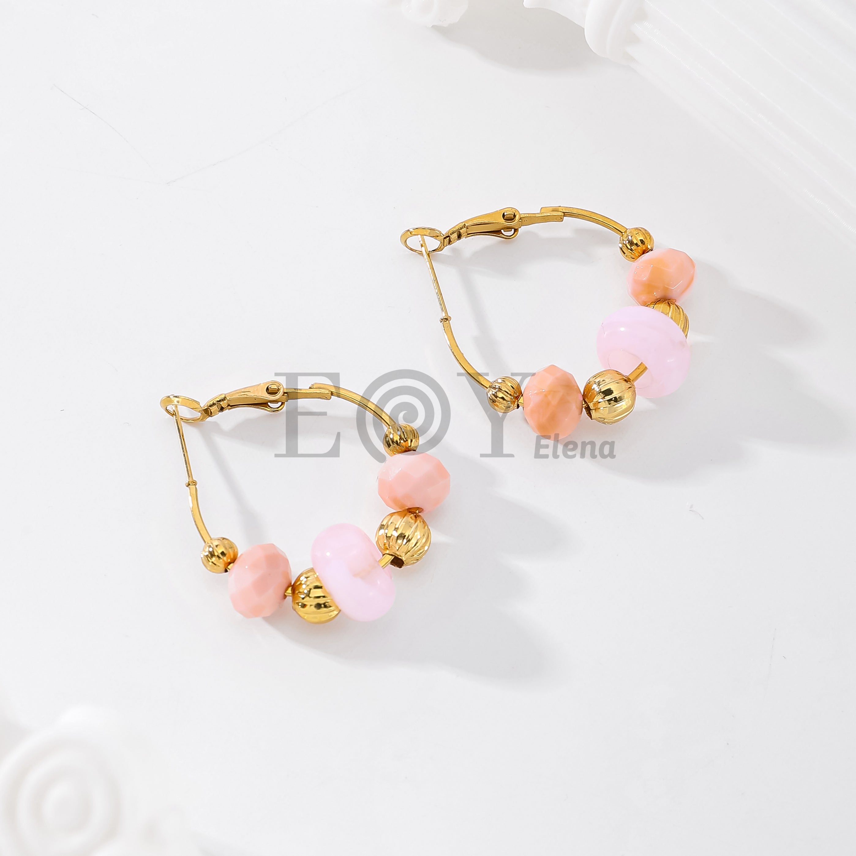 Pendientes aro con piedras colores
