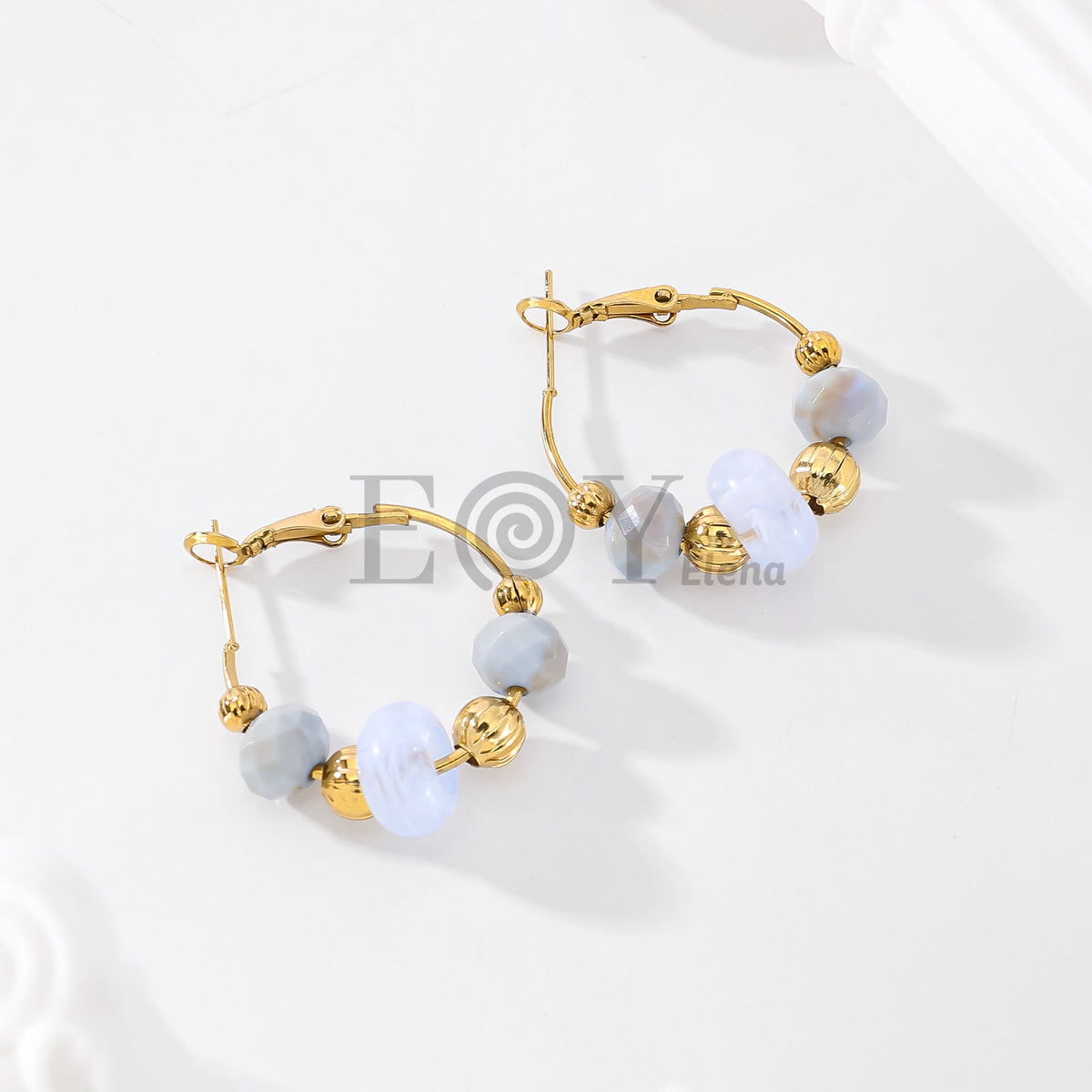 Pendientes aro con piedras colores