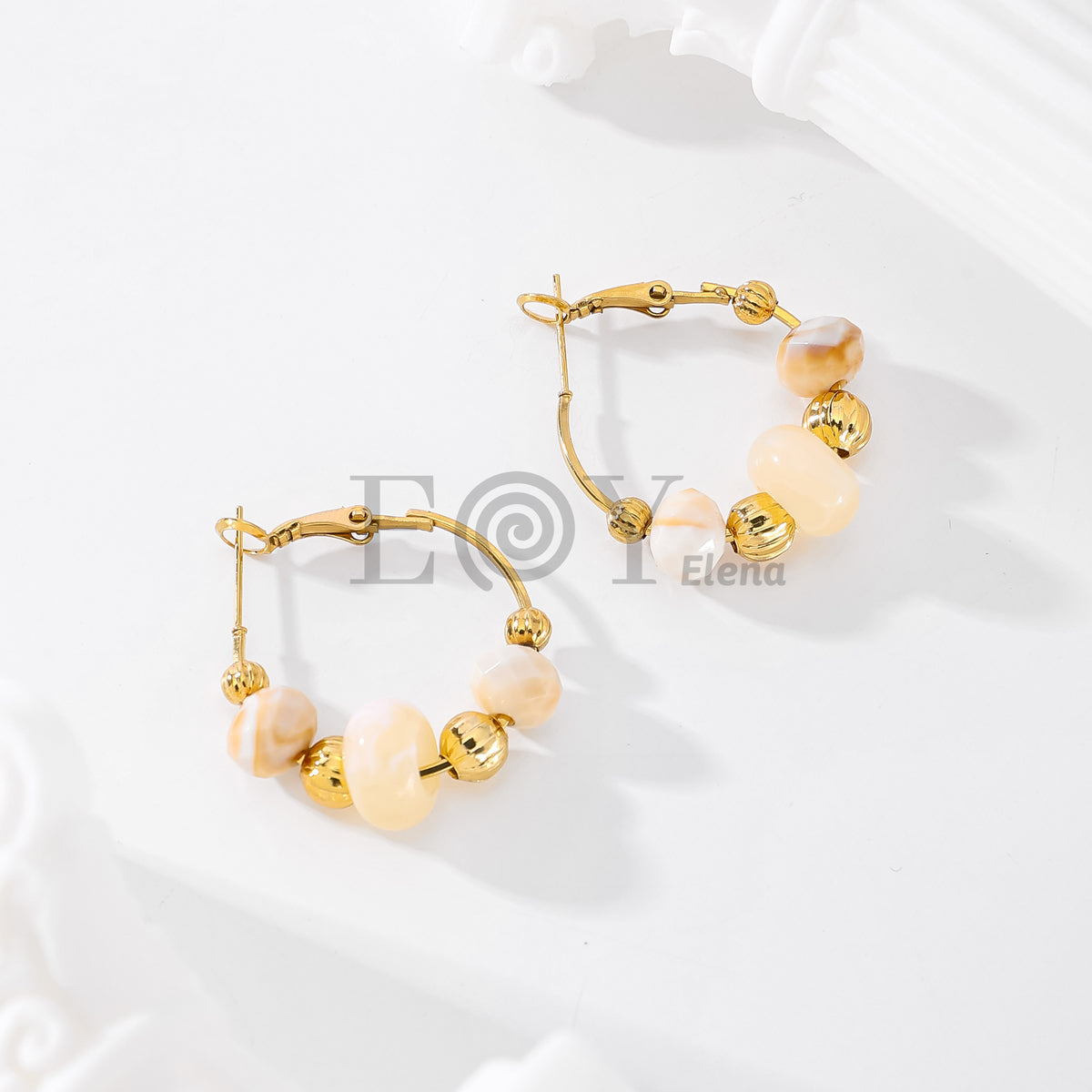 Pendientes aro con piedras colores