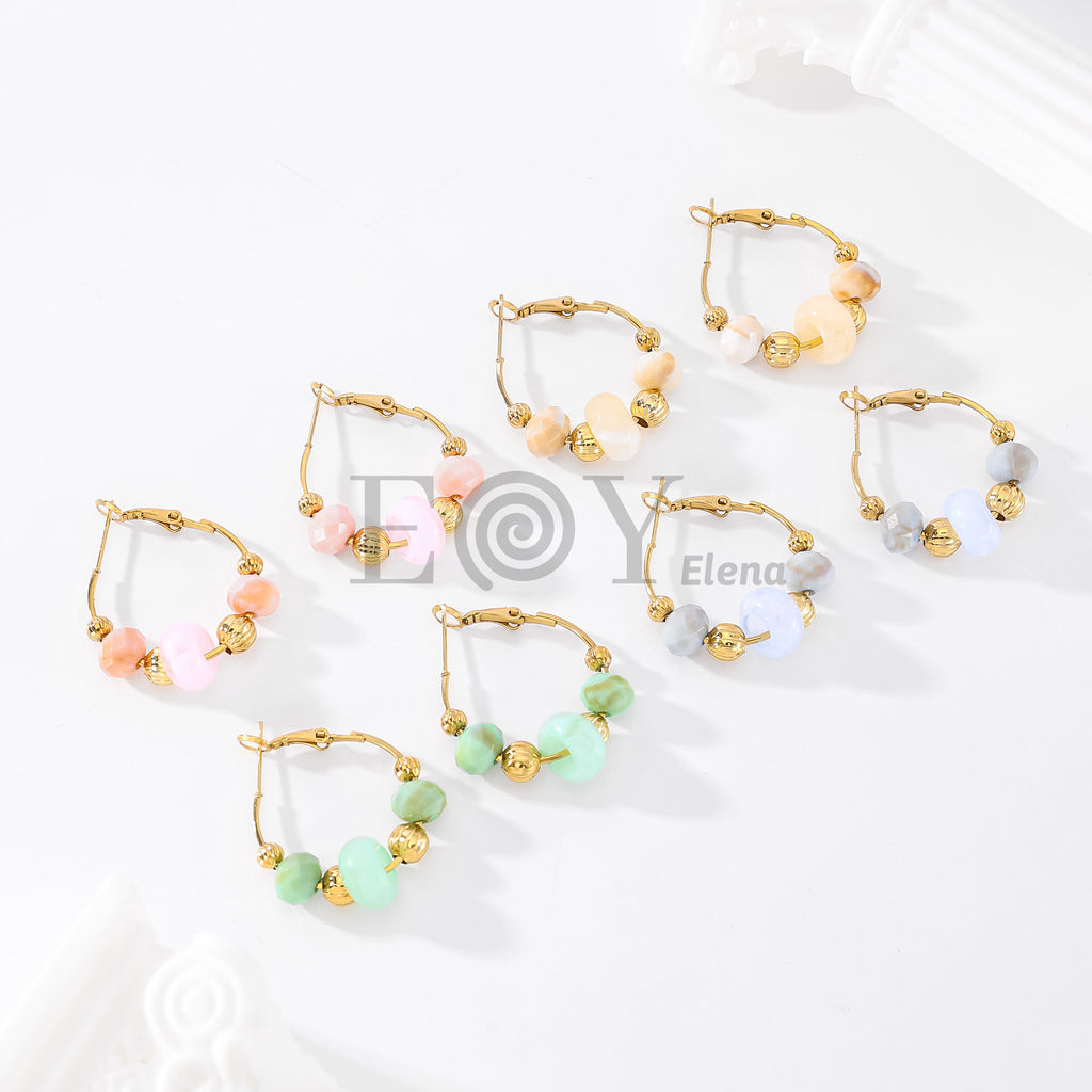 Pendientes aro con piedras colores