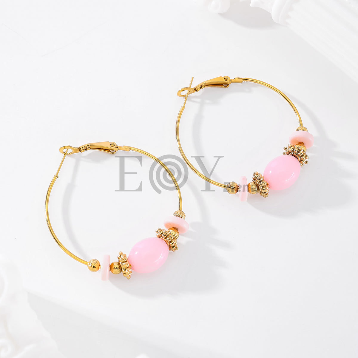 Pendientes de aro con piedras color
