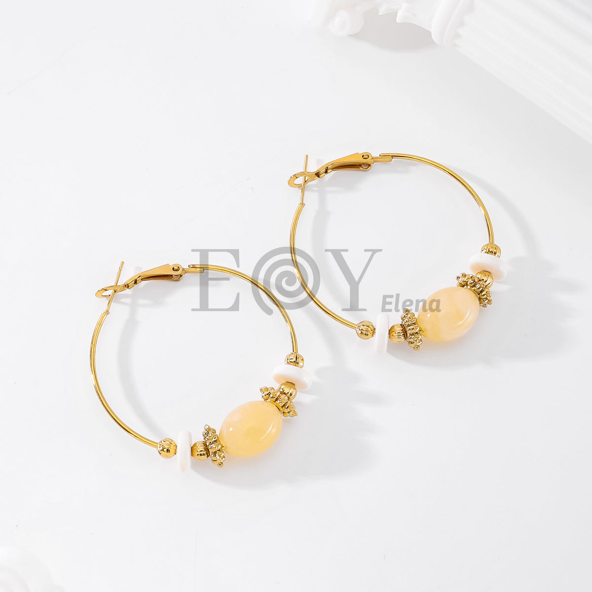 Pendientes de aro con piedras color