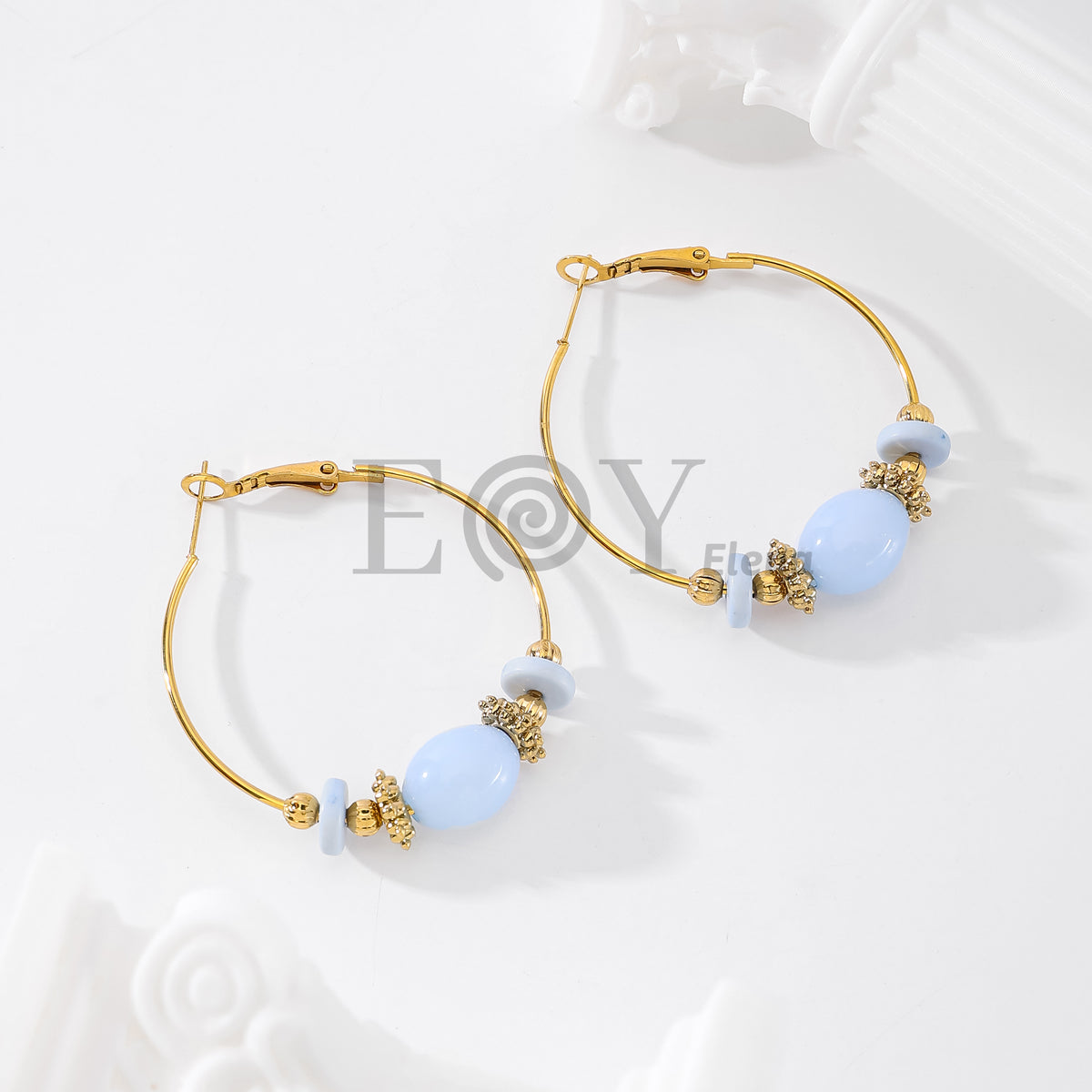 Pendientes de aro con piedras color