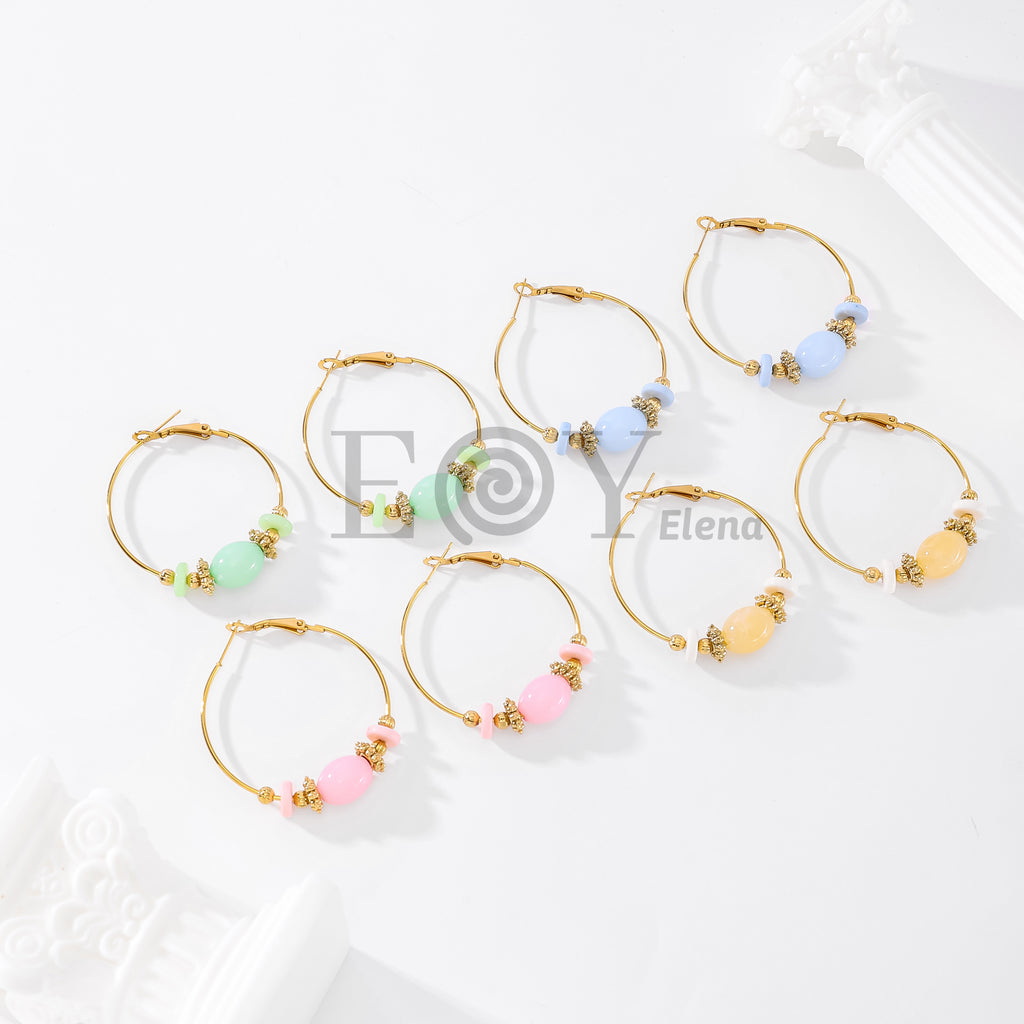 Pendientes de aro con piedras color
