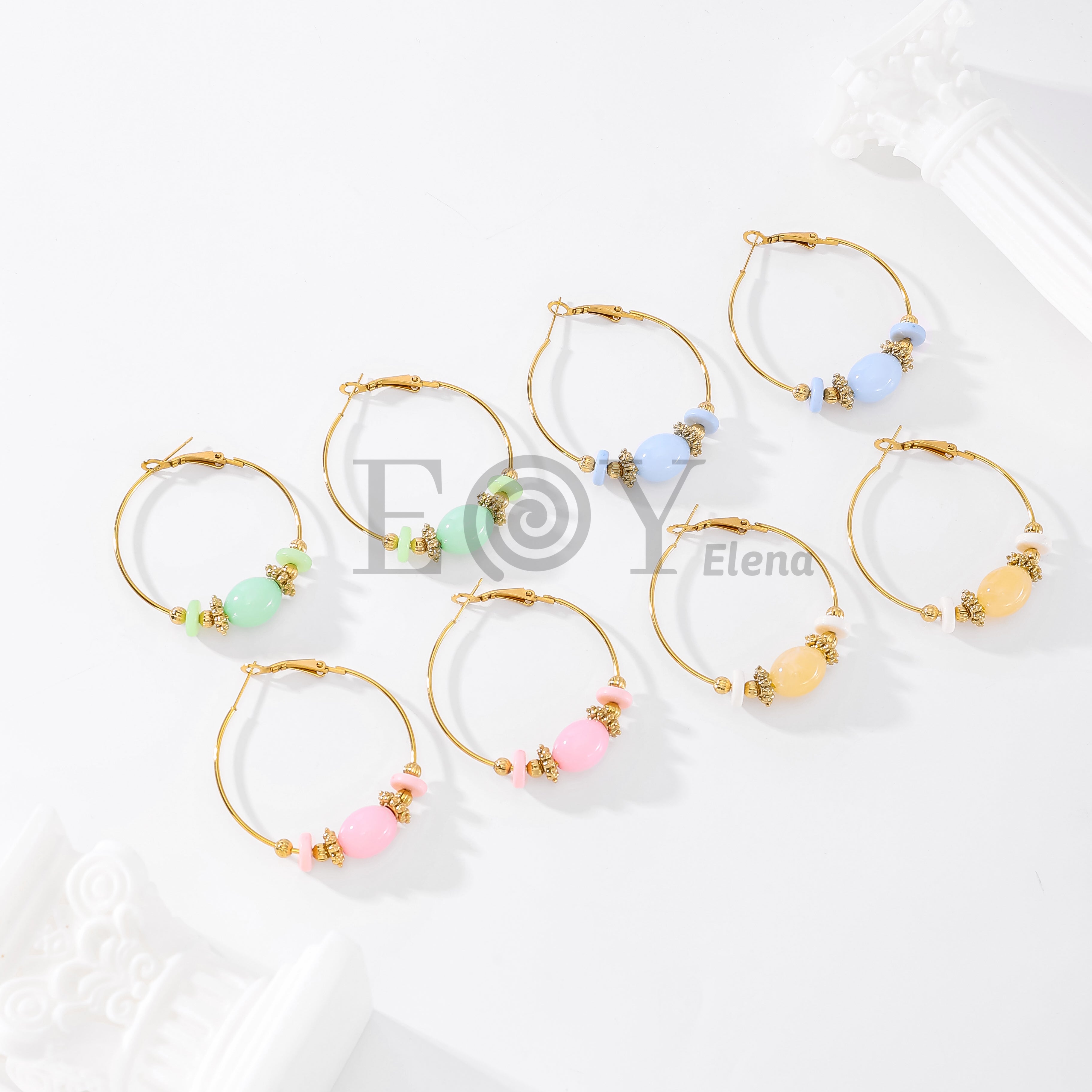 Pendientes de aro con piedras color