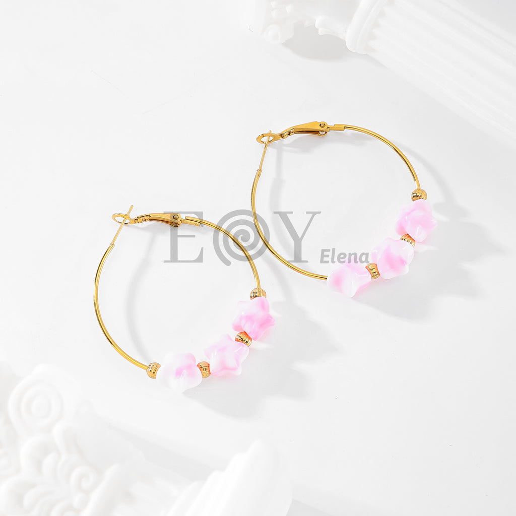 Pendientes aro con estrellas color