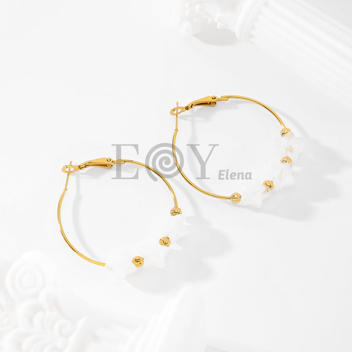 Pendientes aro con estrellas color