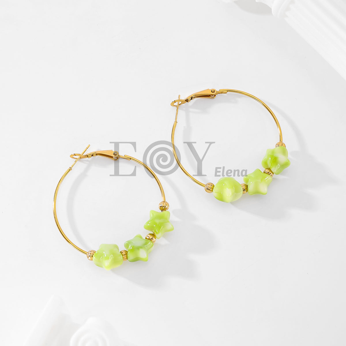 Pendientes aro con estrellas color