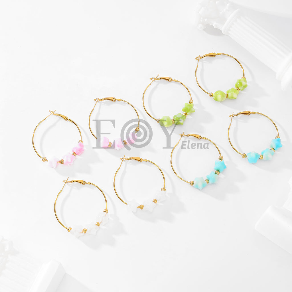 Pendientes aro con estrellas color