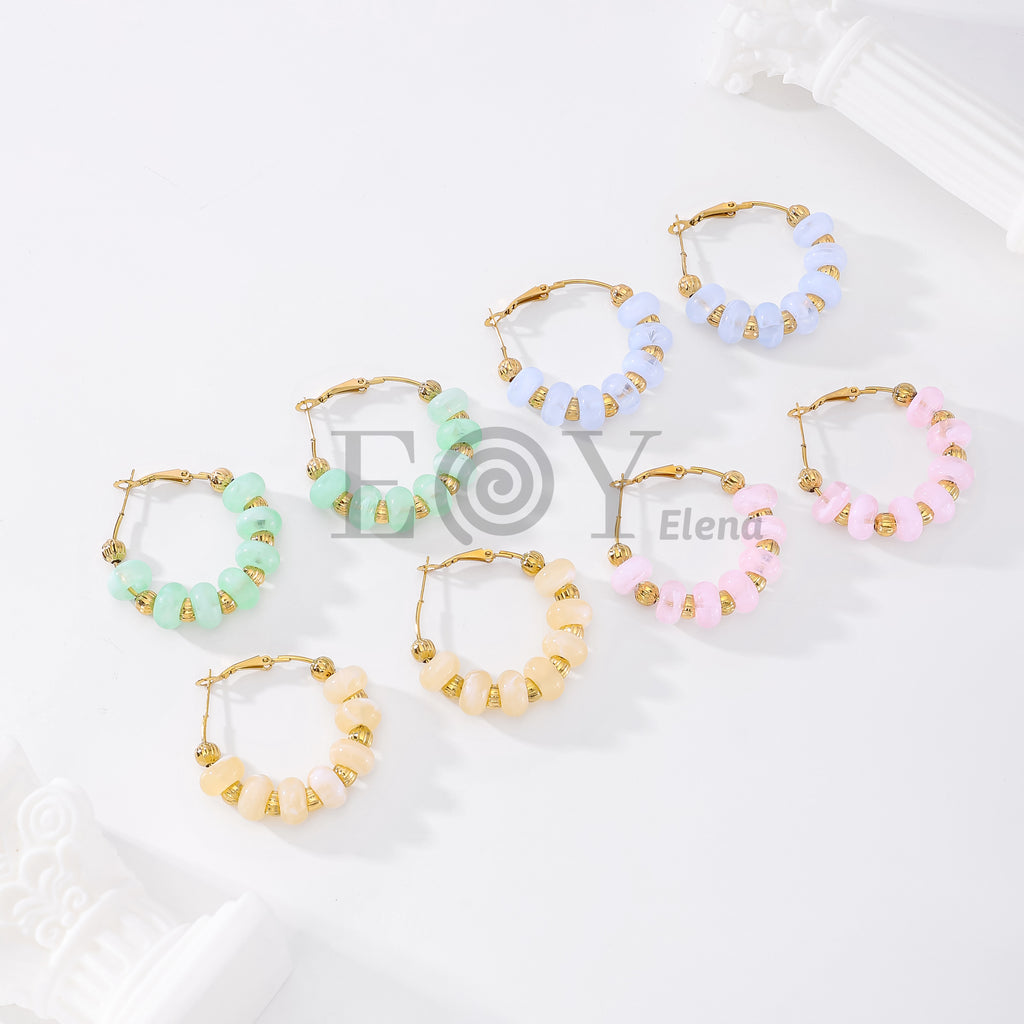 Pendientes de aro piedras colores