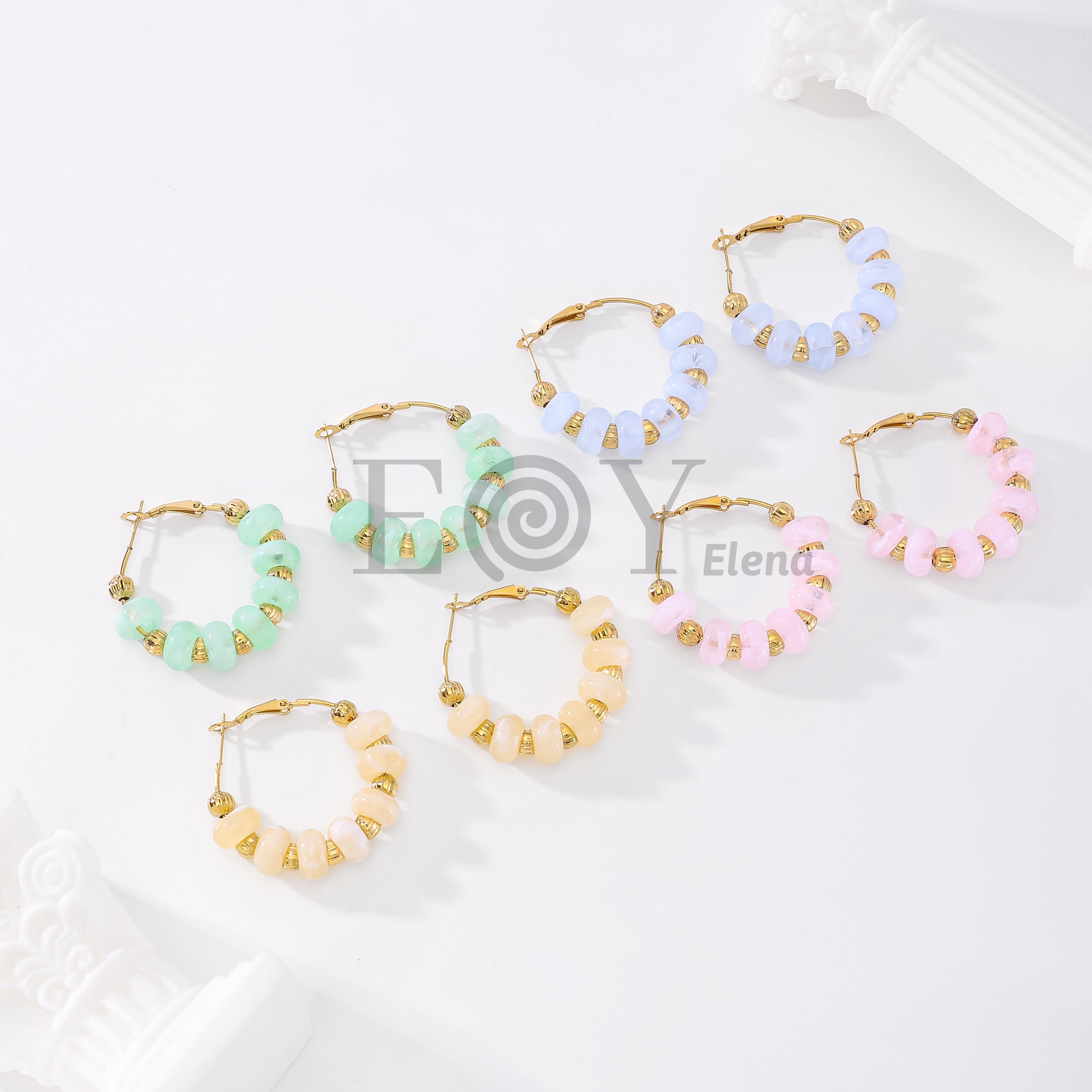 Pendientes de aro piedras colores