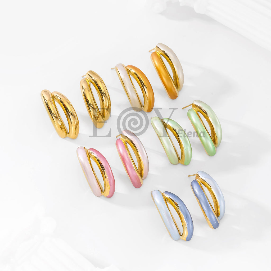 Pendientes Ovalados Bicolor Pastel