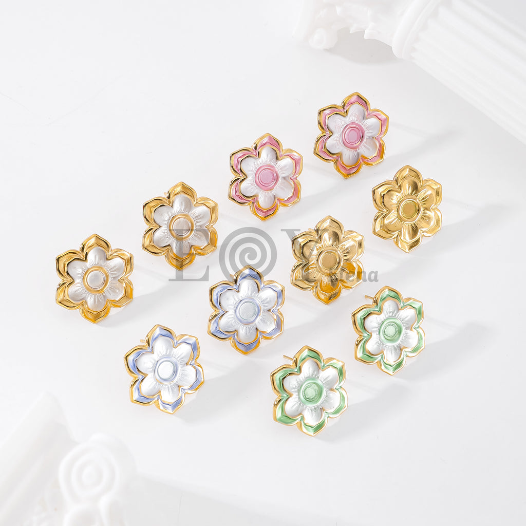 Pendientes flor color