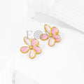 Pendientes Flor Esmaltada de Cinco Pétalos