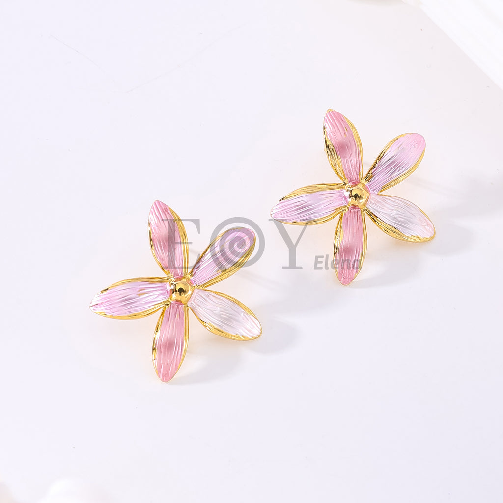 Pendientes flor fina color