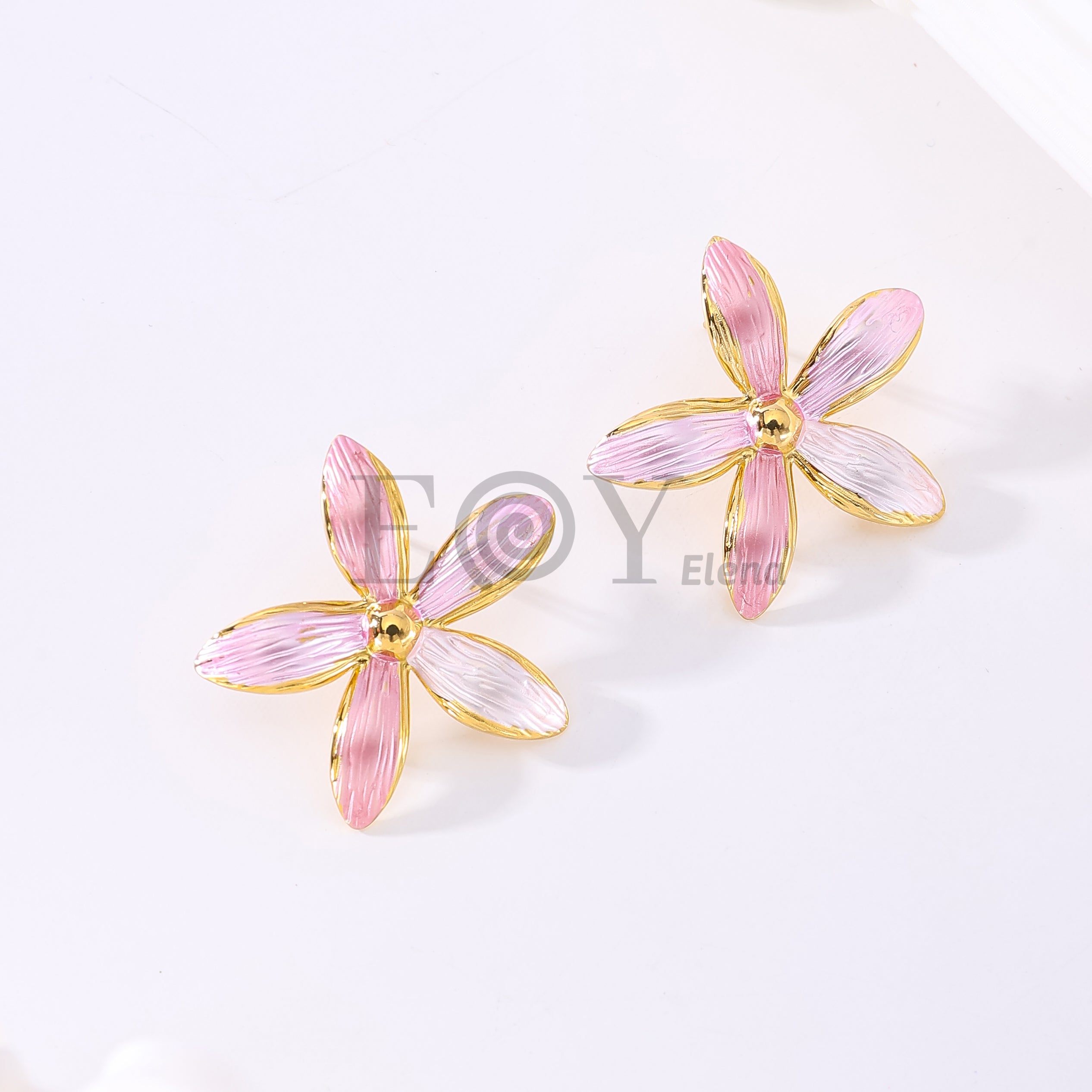 Pendientes flor fina color